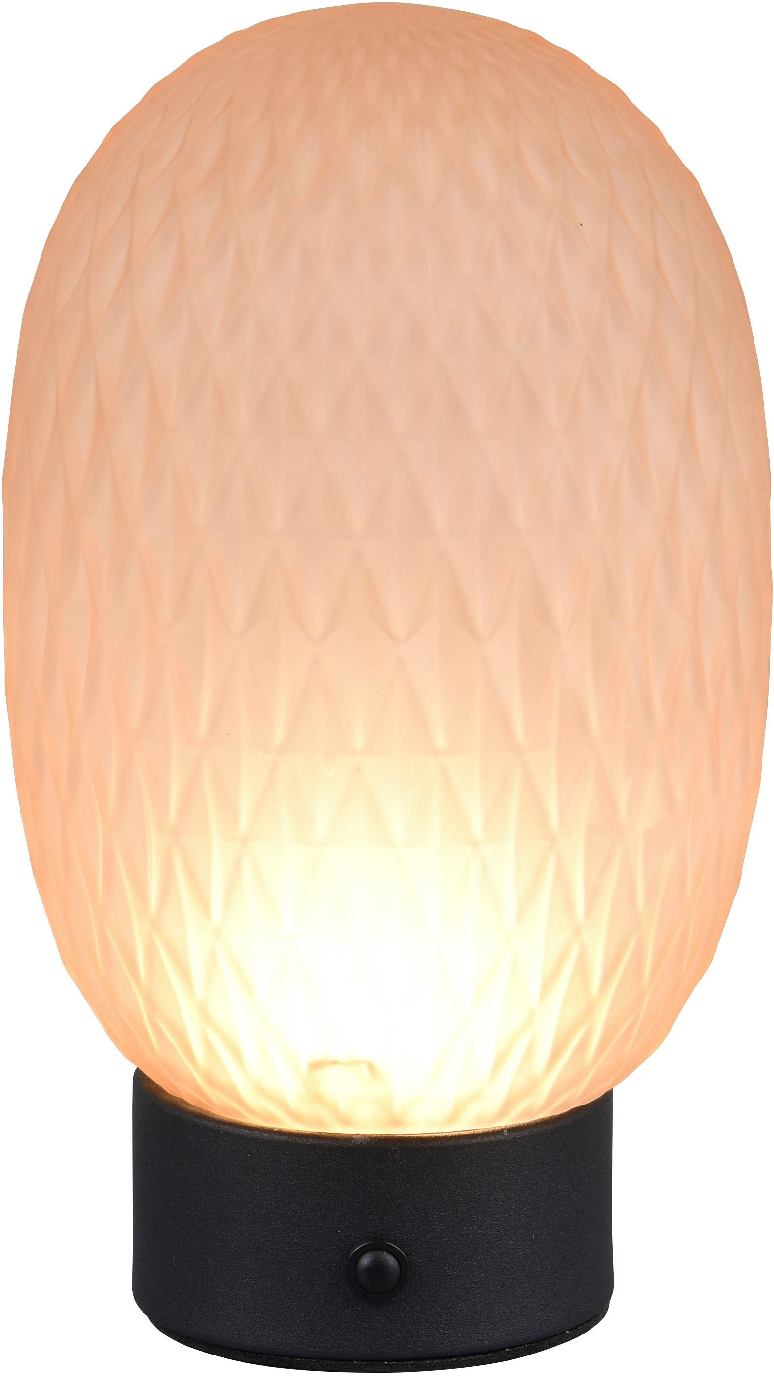 TRIO Leuchten LED Tischleuchte FACETTE, Akku Tischleuchte mit USB-C Anschluss, Touchdimmer, Höhe 20cm, Dimmfunktion, USB-Ladefunktion, mehrere Helligkeitsstufen, LED fest integriert, Warmweiß, kabellose Touch Tischlampe mit Glasschirm, LED warmweiß 3000K 140 Lm