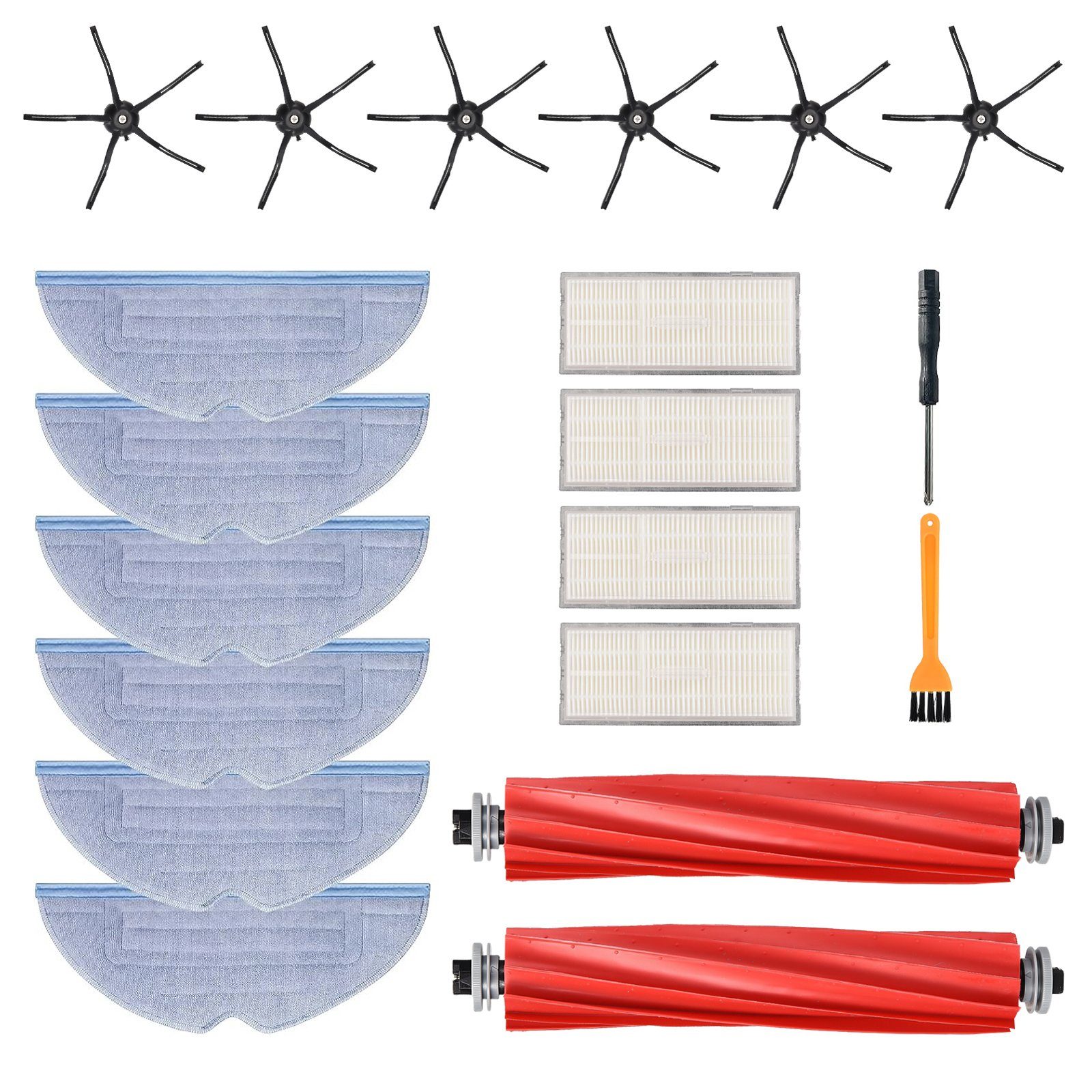 SEEZSSA Saugroboter Zubehör-Set Home Kehrmaschinenzubehör,Zubehör für Reinigungsmaschinen, (für Roborock, Kehrmaschinenzubehör S7 T7S plus/G10 Hauptseitenbürste), Filtertücher Reinigungsflüssigkeit