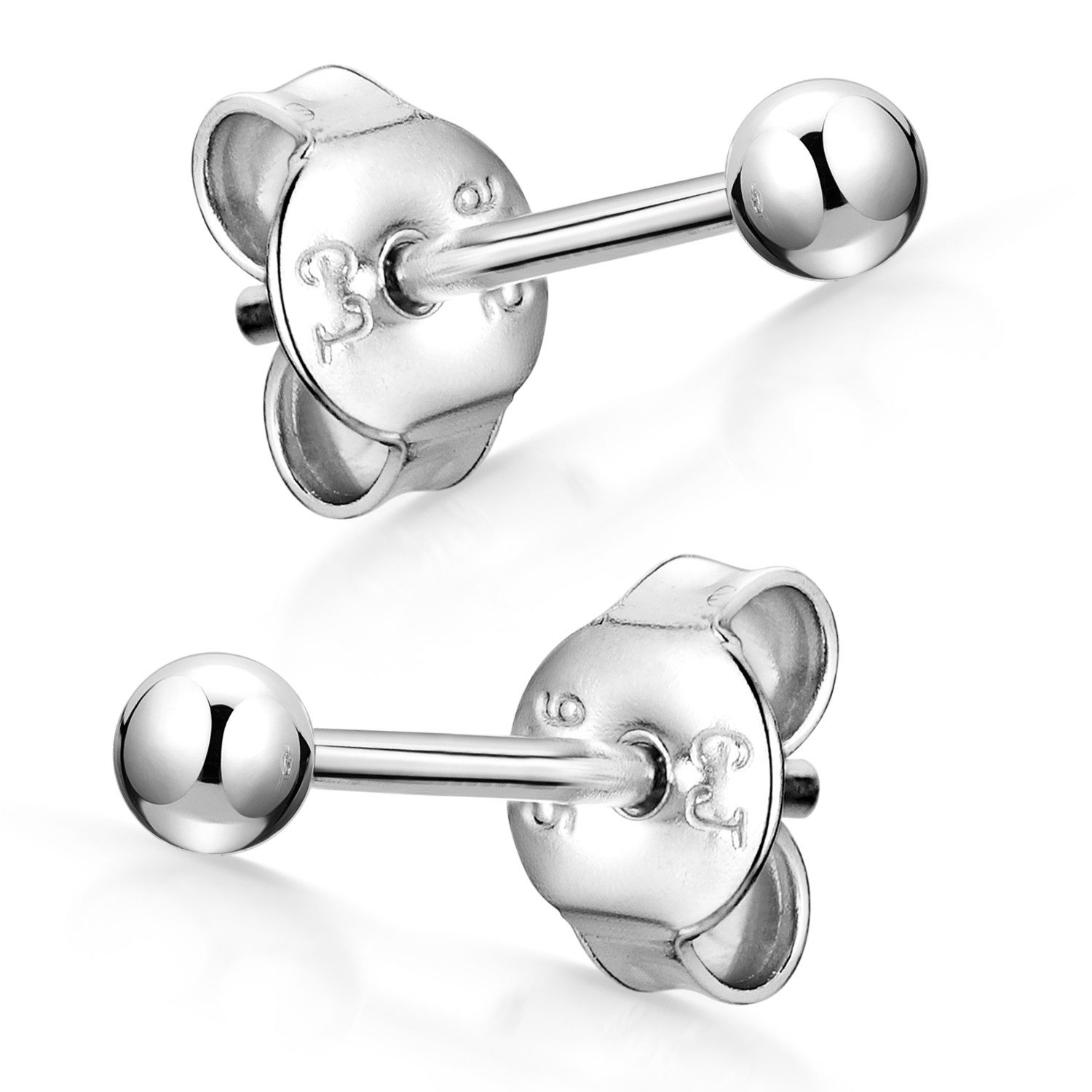 Materia Paar Ohrstecker Damen Silber Kugel Rund 3-6mm SO-434, 925 Sterling Silber, rhodiniert