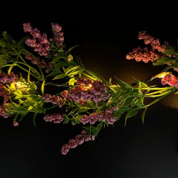 Kunstgirlande Blumengirlande mit LED-Lichterkette aus künstlichen rosa Blütenperlen, Kunstblumen, Pflanzen, Online-Fuchs, 6-Stunden-Timerfunktion