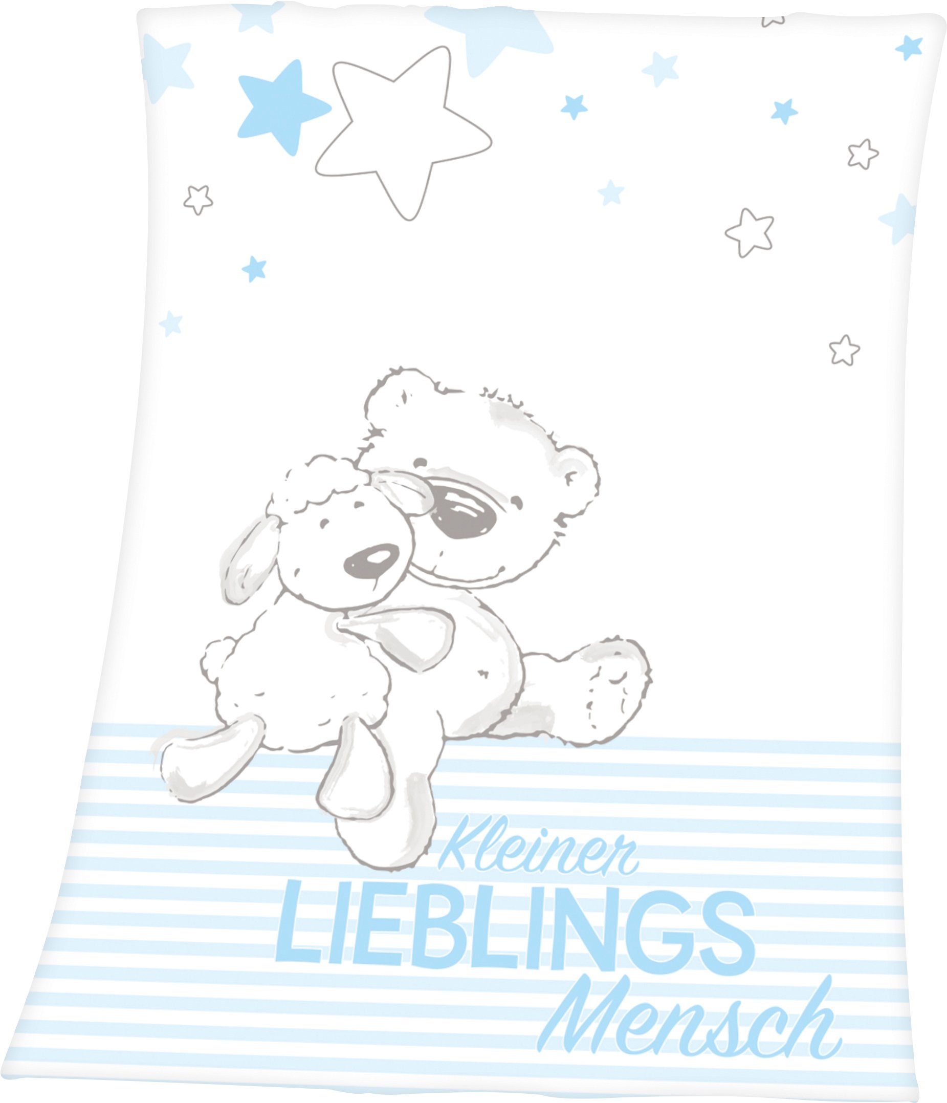 Babydecke Kleiner Lieblingsmensch, Baby Best, mit tollem Motiv und Schriftzug, Kuscheldecke