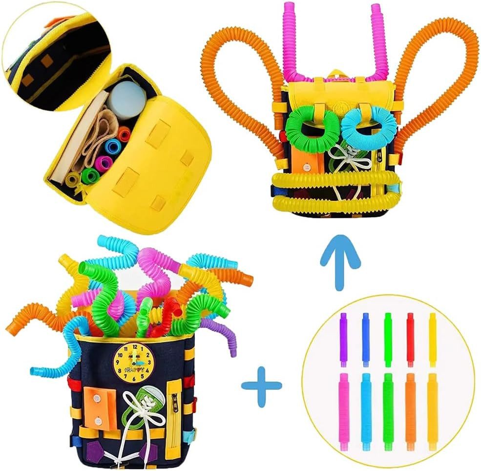 CLTYQ Lernspielzeug Montessori-Rucksack für Kleinkinder,Busy Board für Kind günstig online kaufen