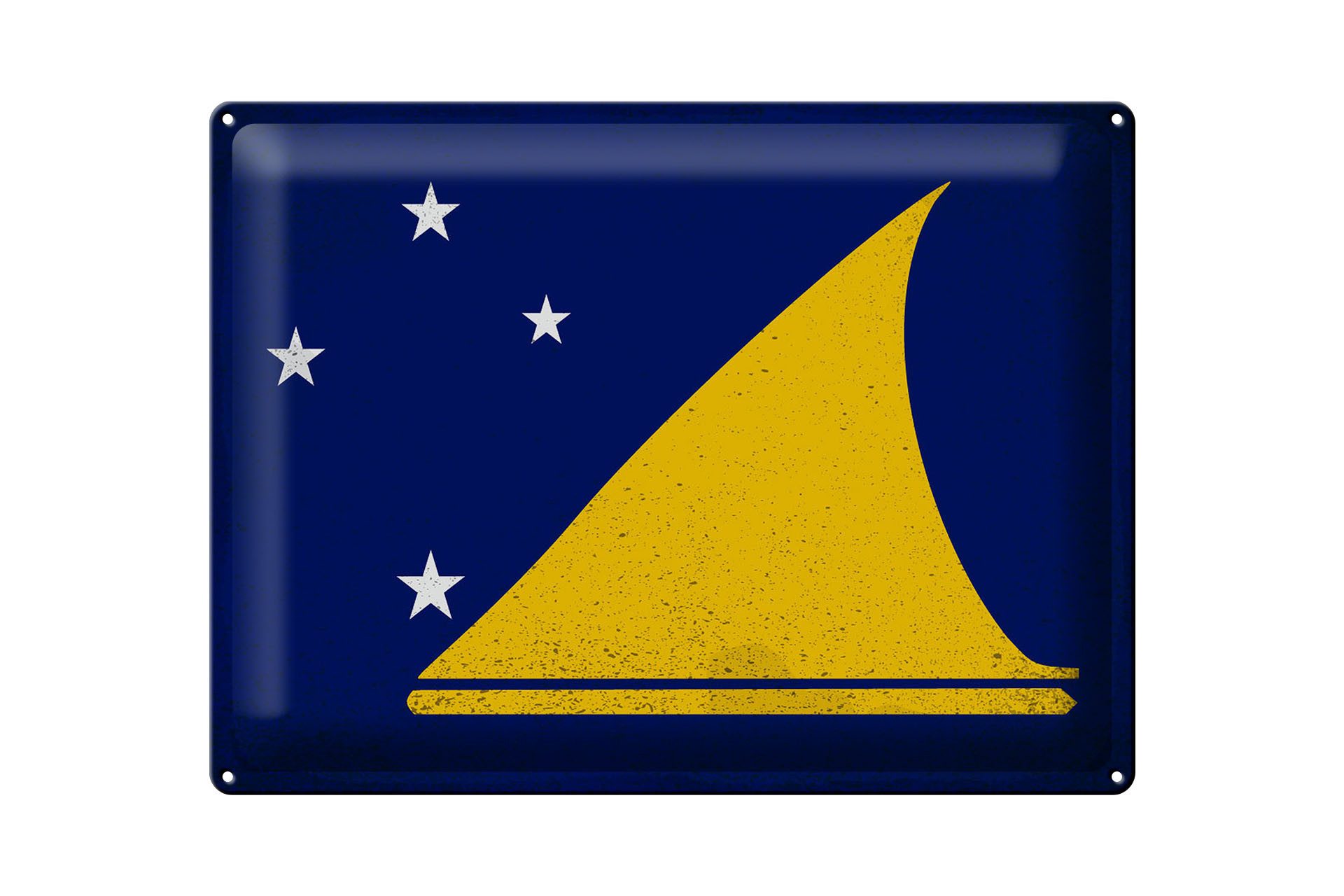 Metallschild Flagge Tokelau 40x30cm Flag of Tokelau Vintage