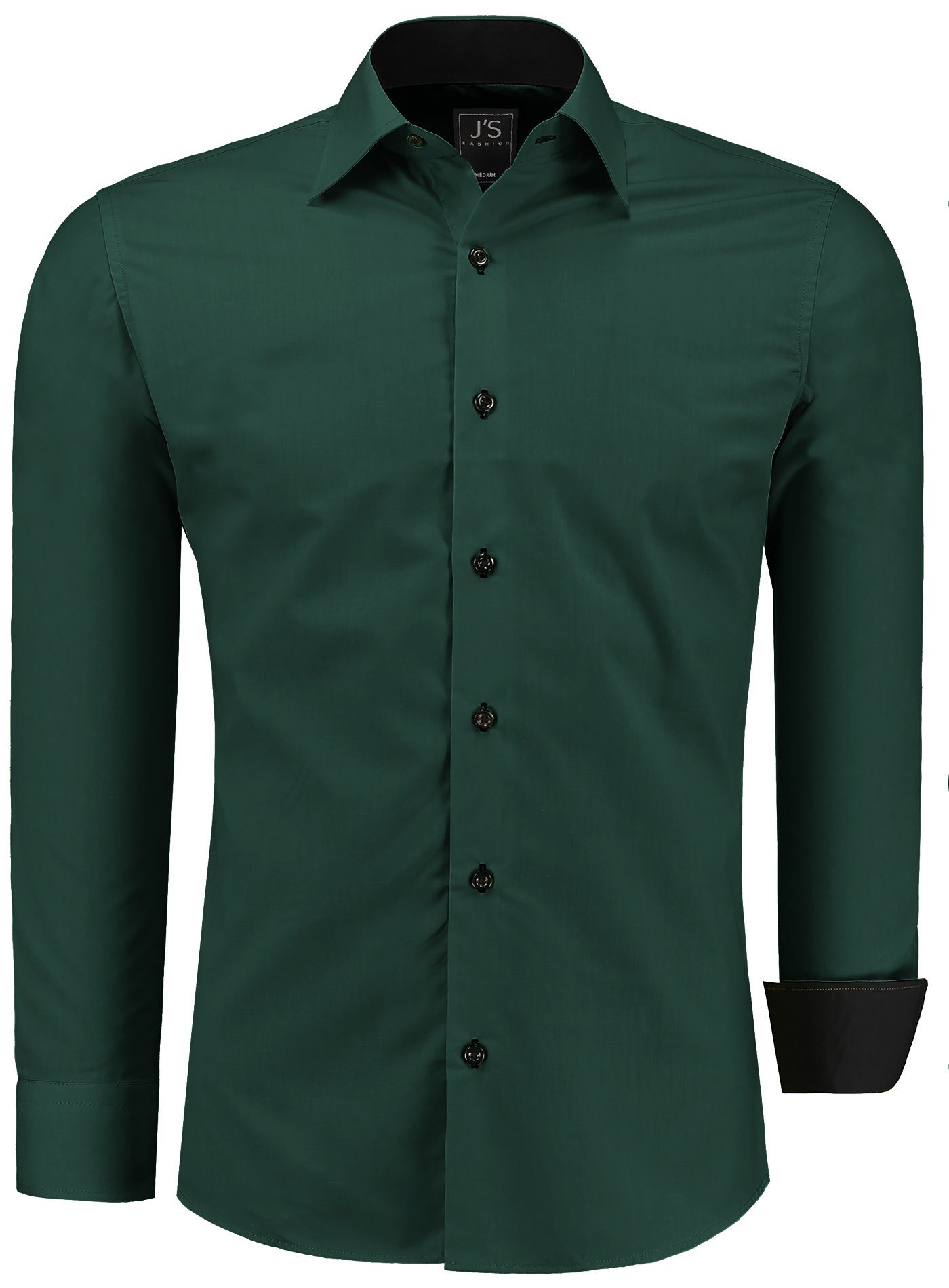 J'S FASHION Businesshemd JS12105 Slim Fit Langarm Herren Hemd mit farblich abgesetzten Elementen, Langarm Kentkragen Uni