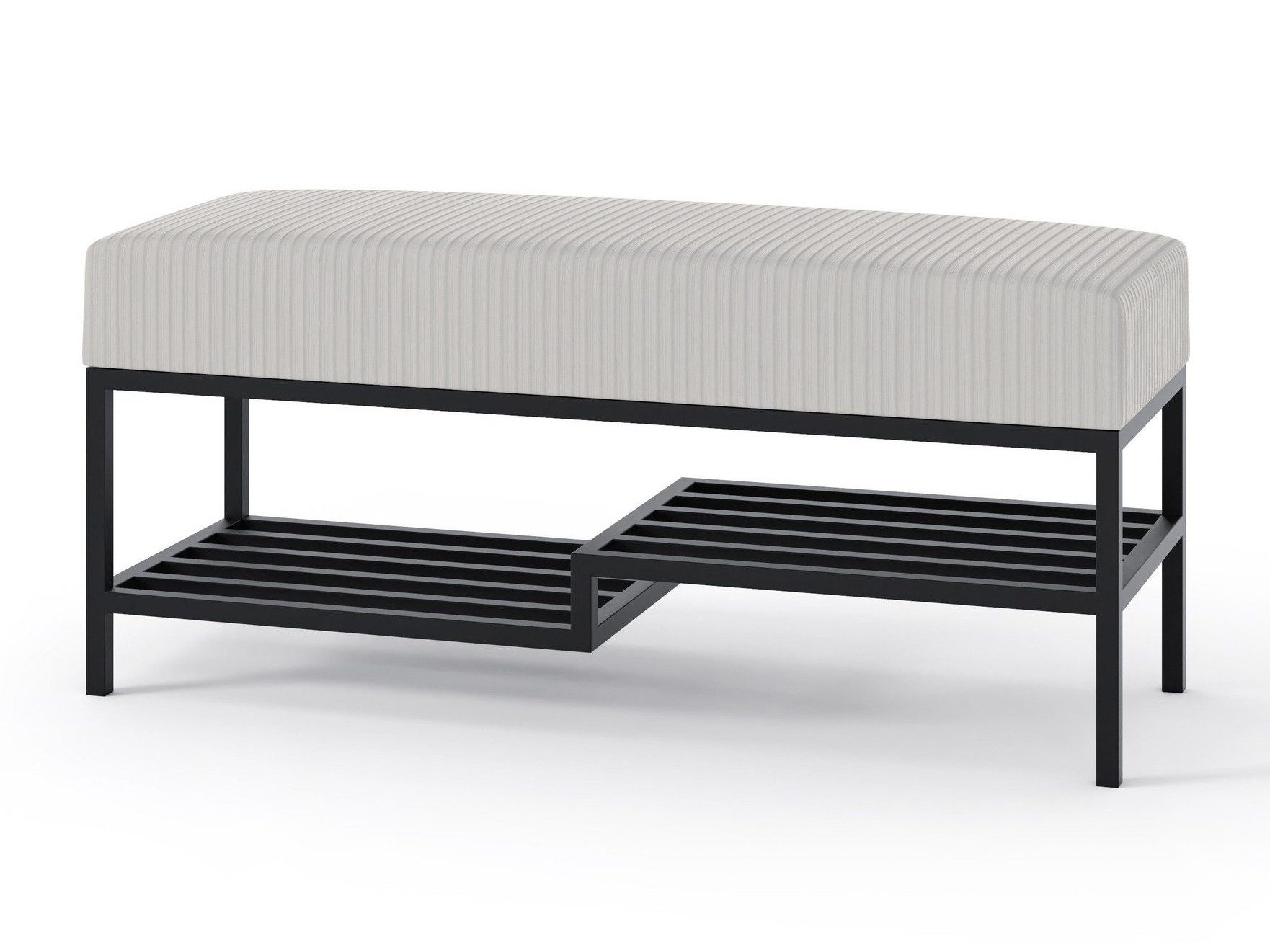 Beautysofa Polsterbank Moderne, modische elegante Bank mit Schuhregal SHELF (B:80/100/H:45/T:35cm), Metallbasis in den Farben: weiß,schwarz,gold