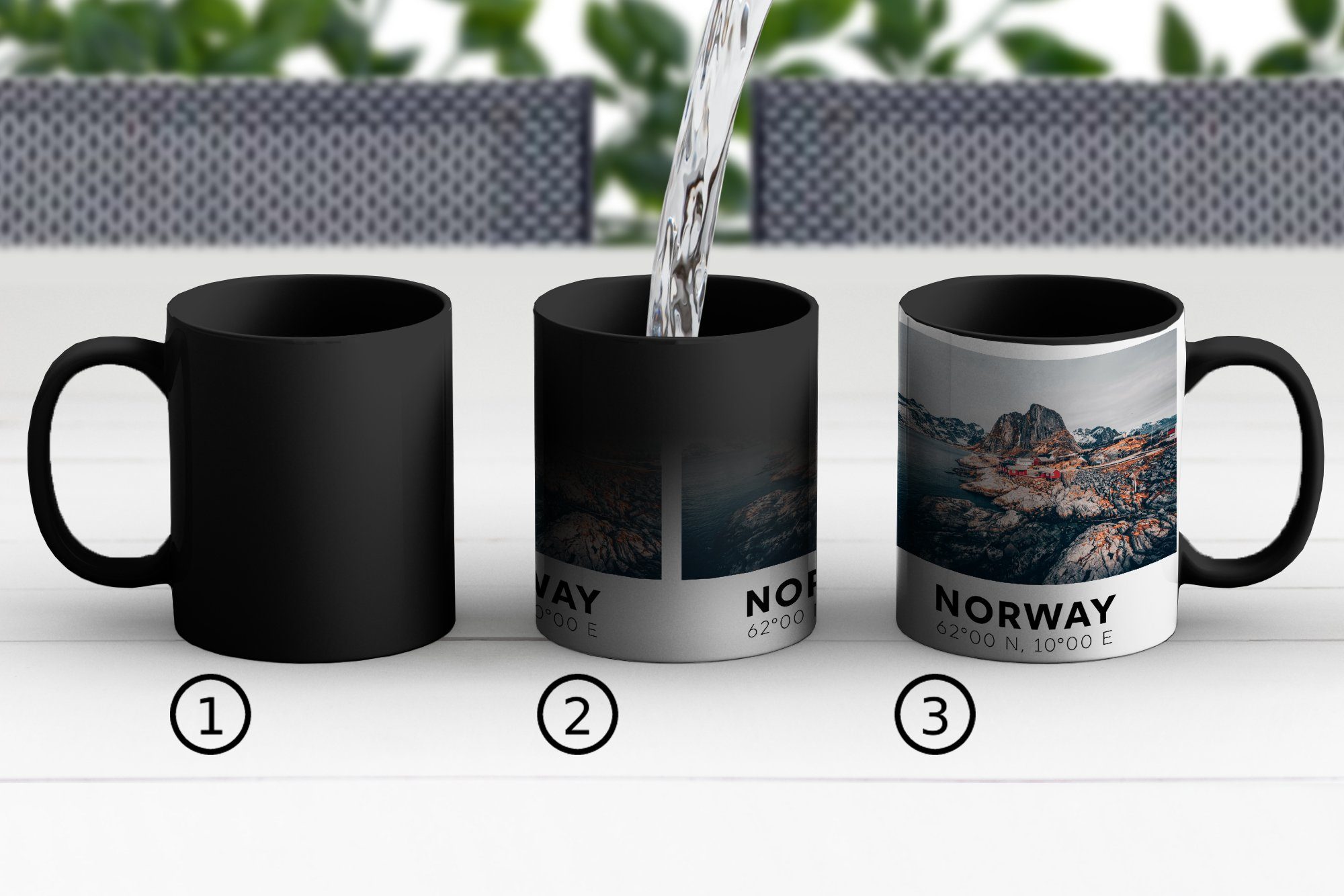 Teetasse, Skandinavien MuchoWow Keramik, Tasse Zaubertasse, Kaffeetassen, Farbwechsel, - Geschenk Bergen Winter, - - Norwegen