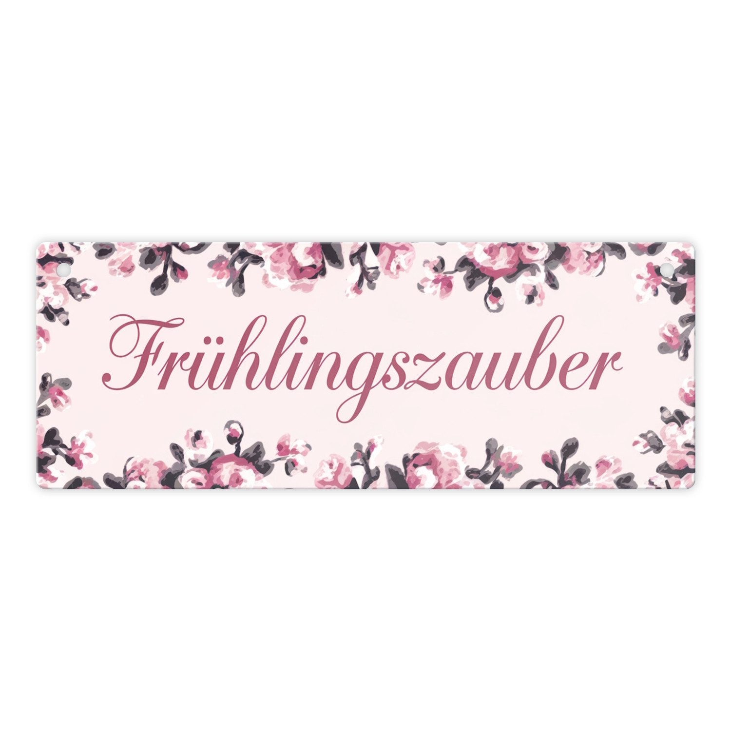 Metallschild Frühlingszauber Rosa Blumen Metallschild