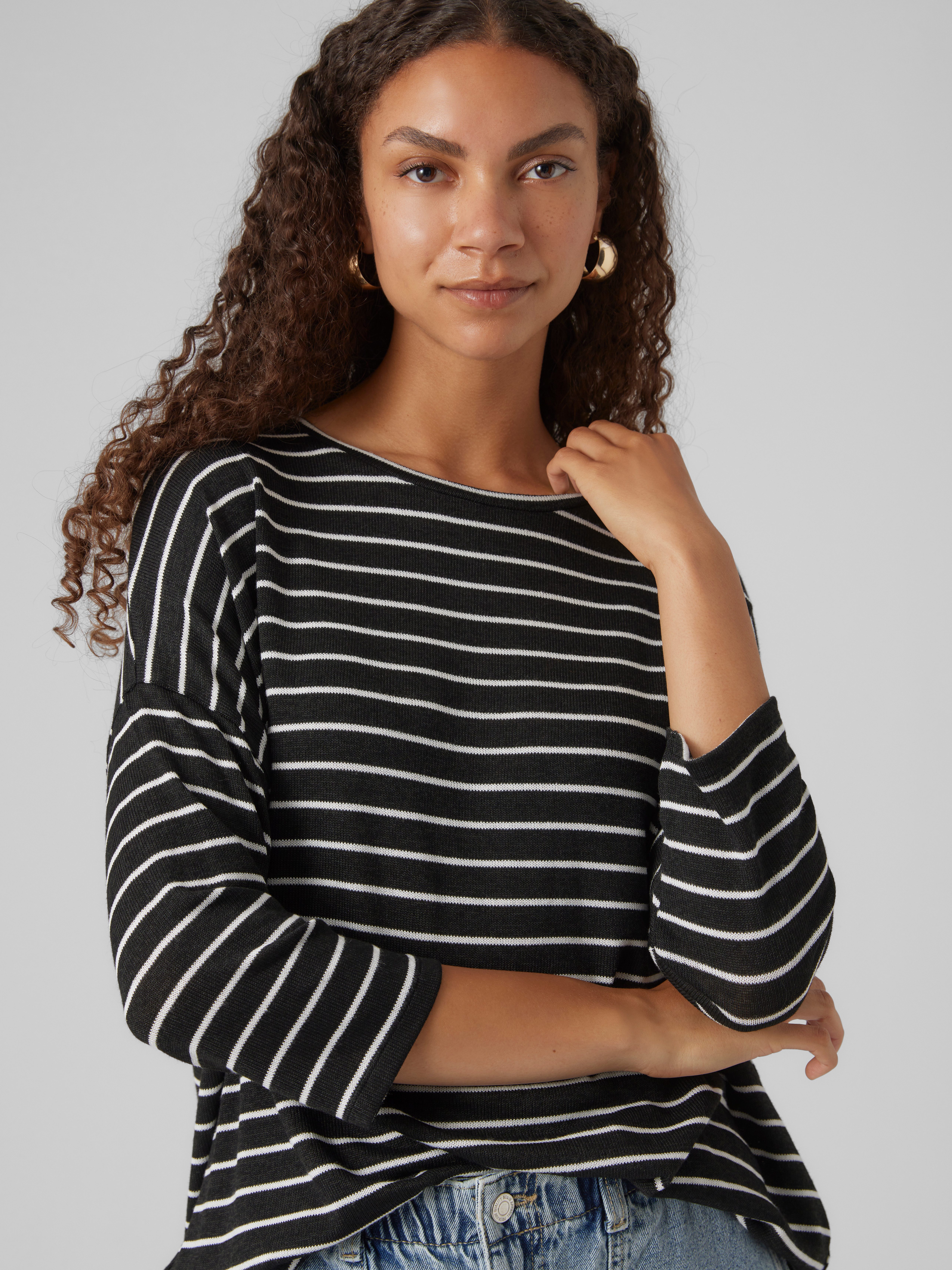 Vero Moda Rundhalspullover VMBRIANNA 3/4 PULLOVER BOO REP günstig online kaufen