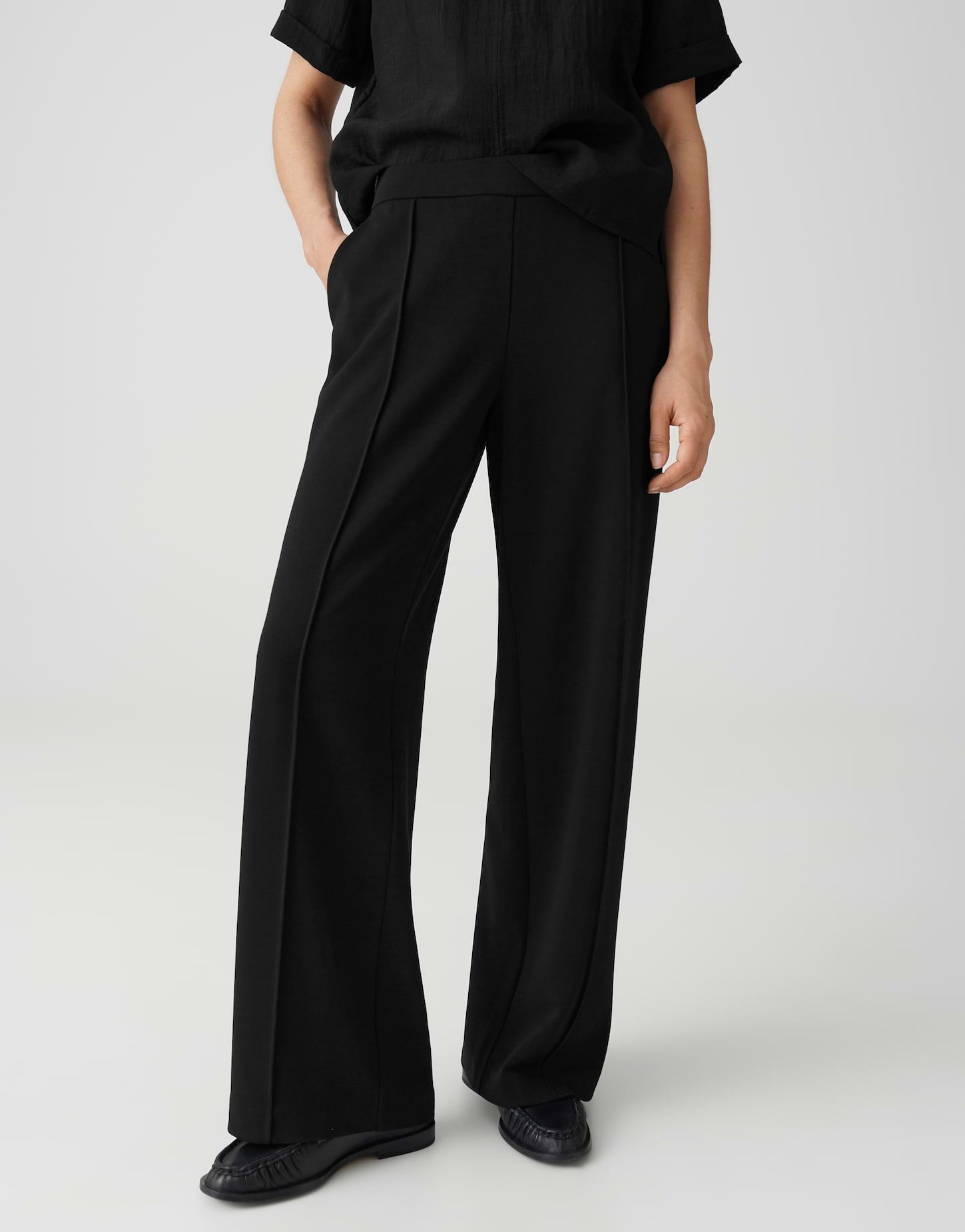 OPUS Stoffhose mit mattem Glanz Abgesteppte Biese für einen cleanen Look