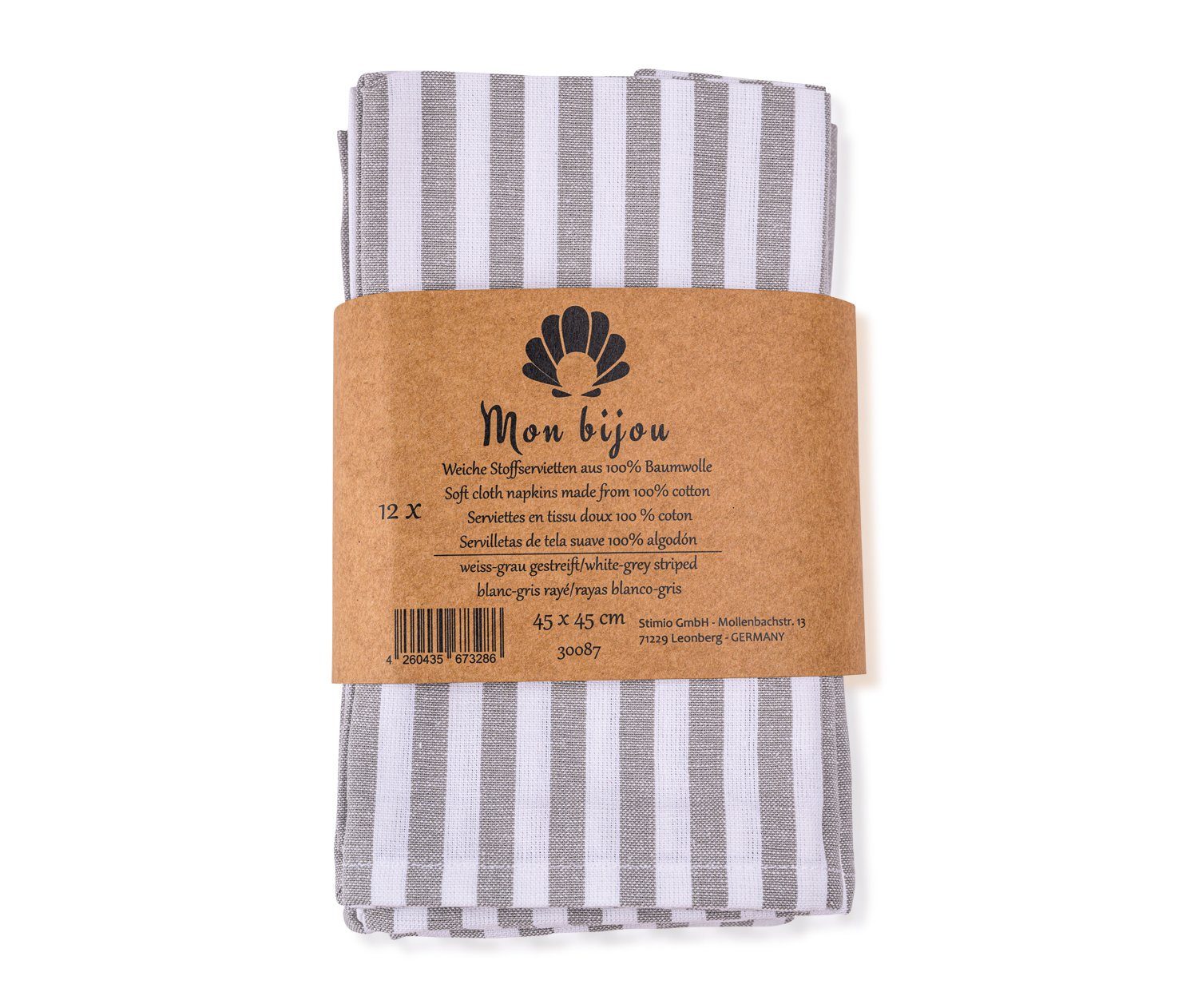 Mon Bijou Stoffserviette Baumwollservietten Servietten 100% Baumwolle Stoff waschbar nachhaltig, (Tischservietten im Landhausstil Set 45 x 45cm, 12 St., Tischdeko Hochzeit, Weihnachten, Geburtstag, Familienfeier, Ostern), Klassisches Streifendesign Stoffservietten für den Festtag Tisch
