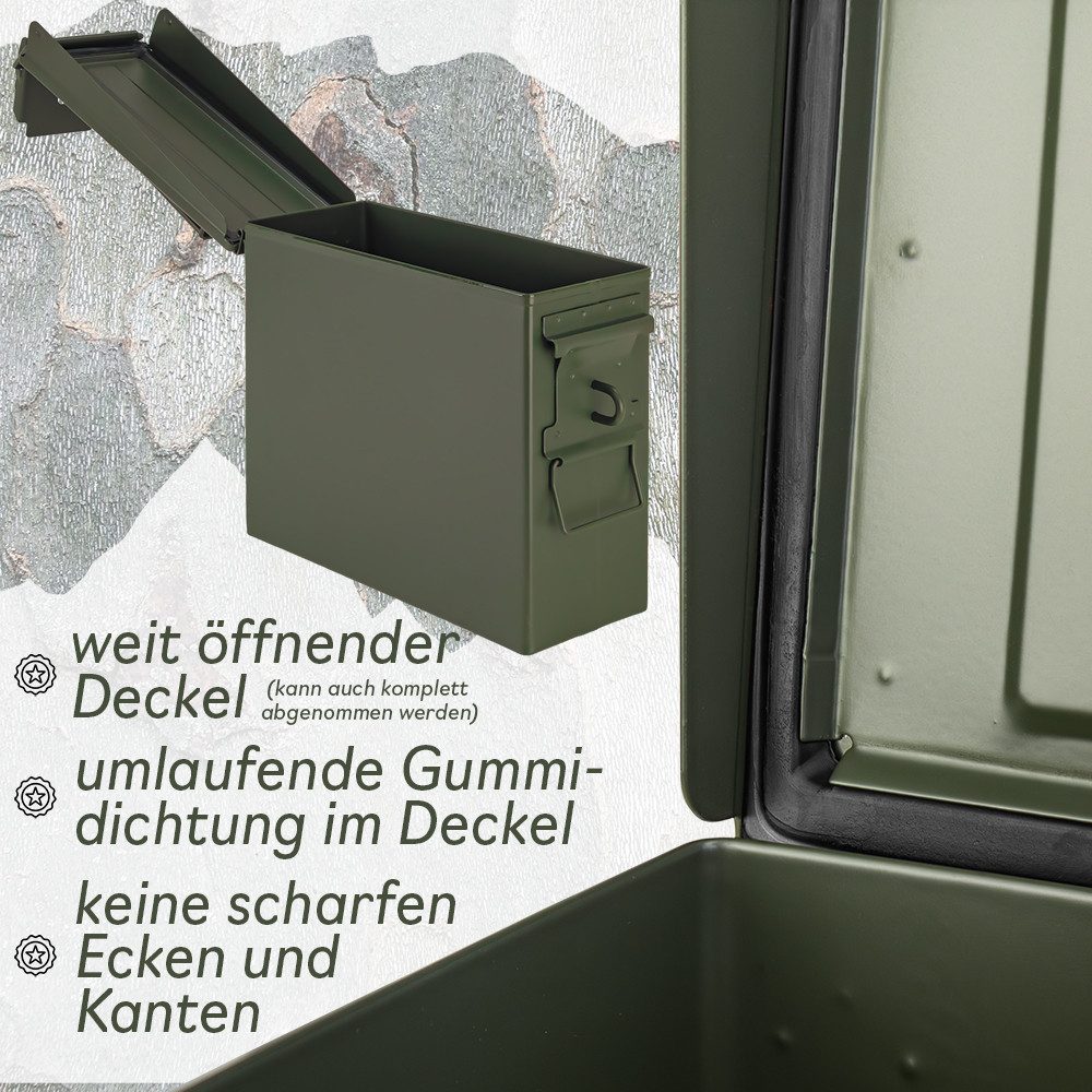 Trucky Aufbewahrungsbox Ammo Box Munitionsbox Box Metallkiste Metallbox Grün Metall Auswahl