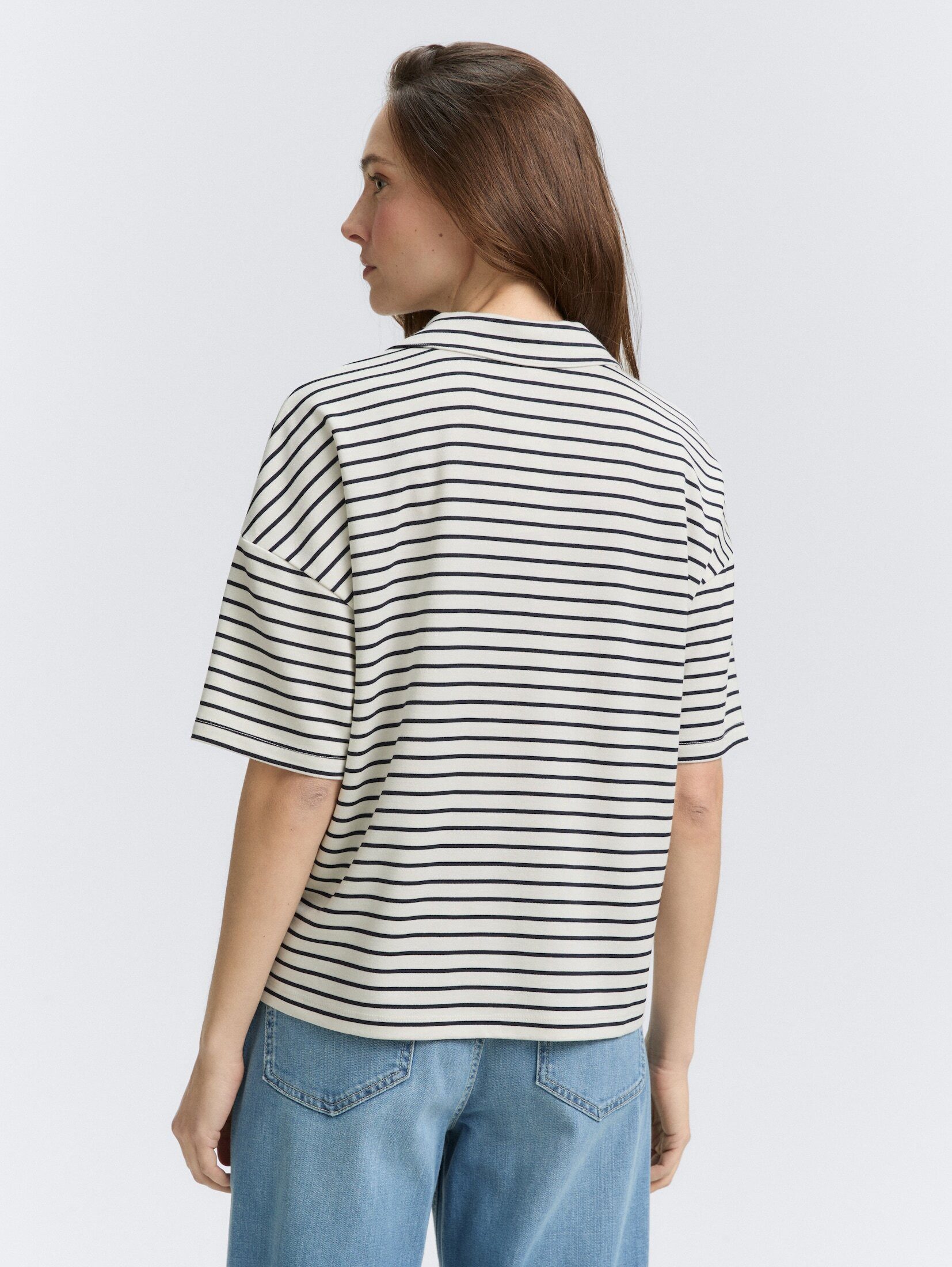 TOM TAILOR T-Shirt T-Shirt Boxy Fit T-Shirt mit Polokragen