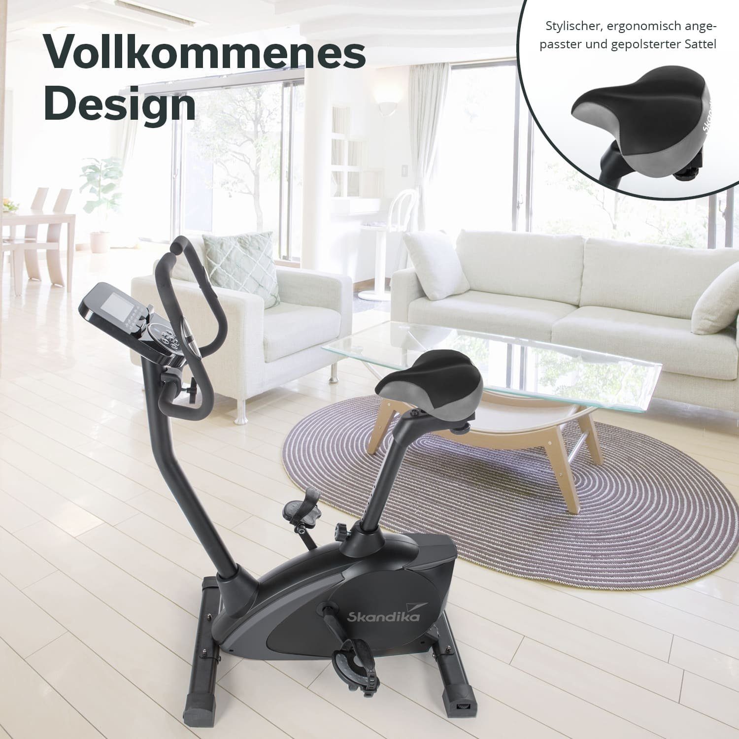 Skandika Ergometer Hometrainer Vinneren, Fitness Fahrrad mit Magnetbremssystem, 11kg Schwungmasse, 12 Trainingsprogramme, Tablet-Halterung, Bluetooth