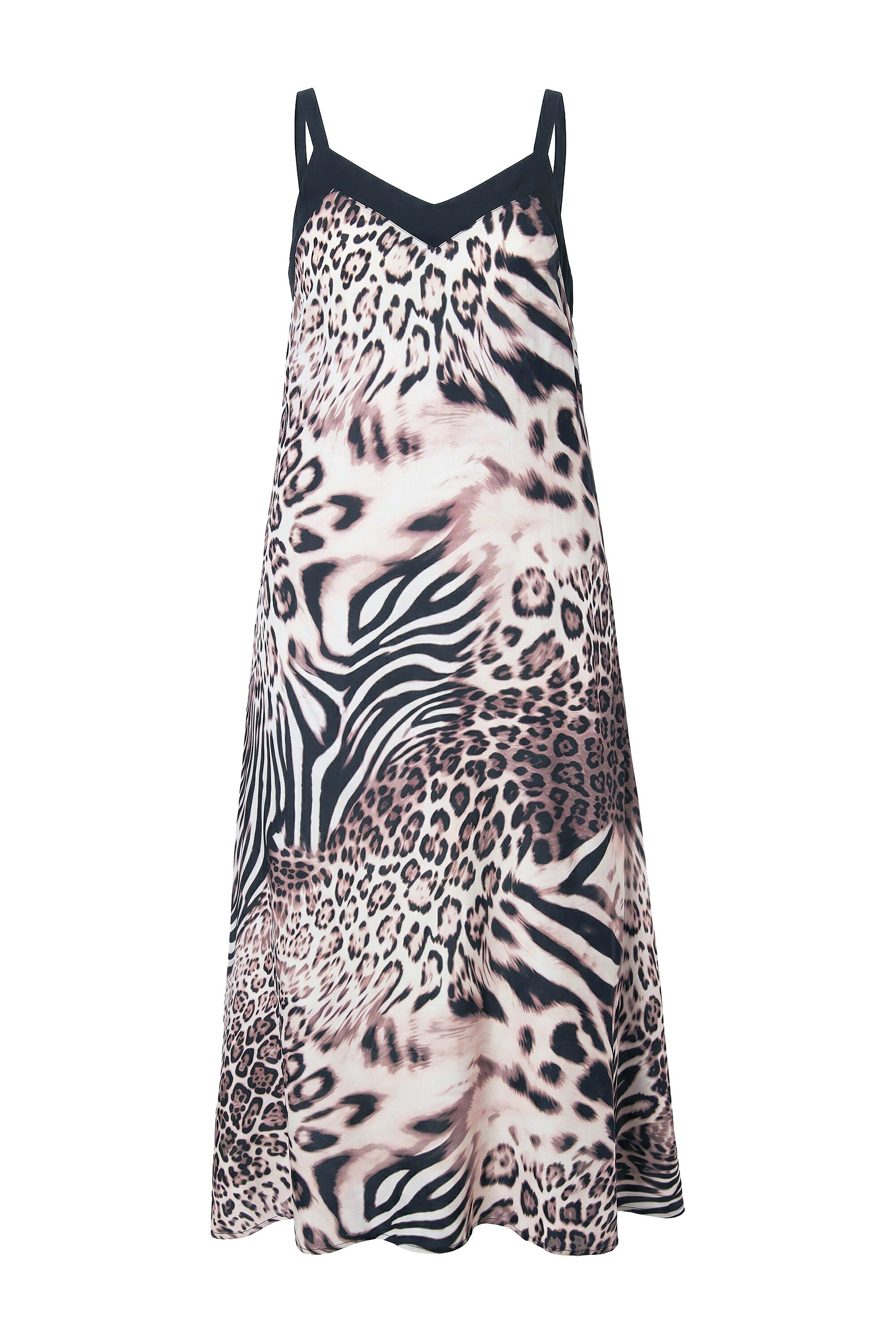 MIAMODA Jerseykleid Maxikleid ärmellose A-Linie Leomuster