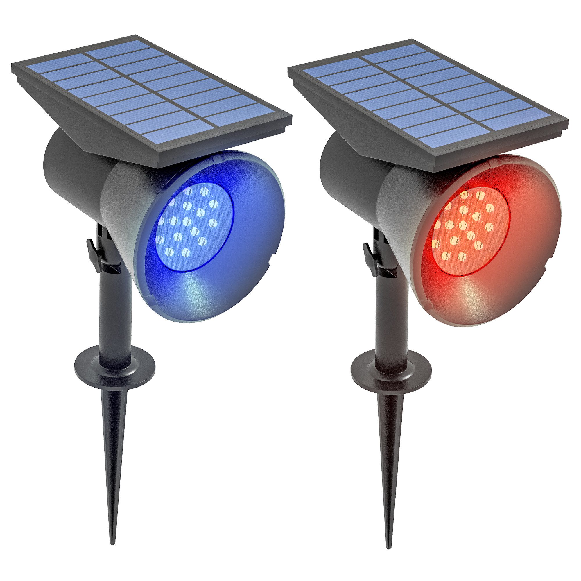 Outsunny LED Solarleuchte Solarlampen, 2 Stück Solarleuchten mit LED-Beleuchtung, Wasserdicht, LED fest integriert, Farbwechsler, für Garten, Balkon, Terrasse, Schwarz