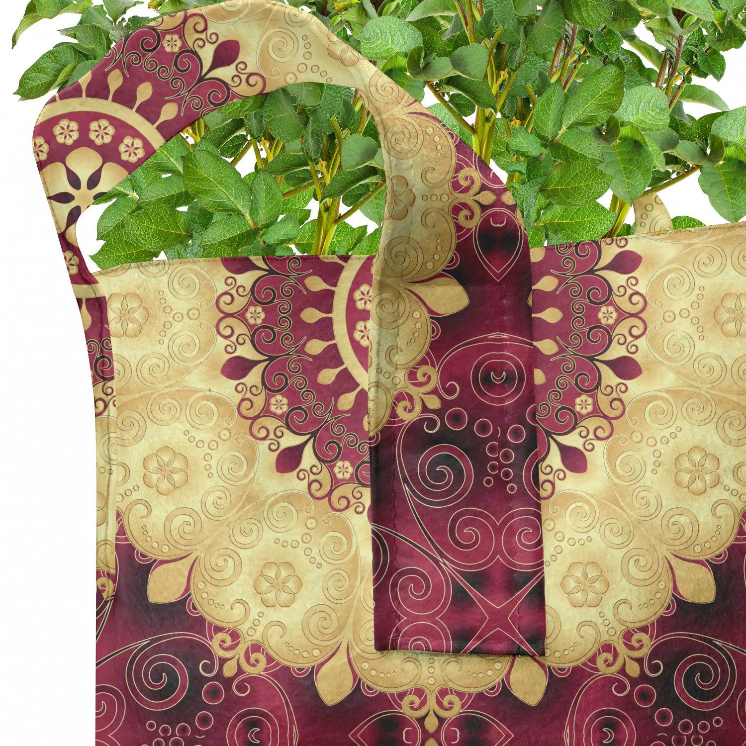 Abakuhaus Pflanzkübel hochleistungsfähig mit lila Barock-Kunst Pflanzen, Stofftöpfe Griffen Mandala Alte für