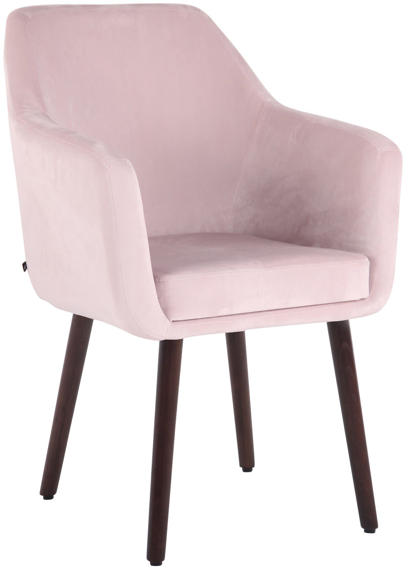 TPFLiving Esszimmerstuhl Utah mit hochwertig gepolsterter Sitzfläche - Konferenzstuhl (Küchenstuhl - Esstischstuhl - Wohnzimmerstuhl - Polsterstuhl), Gestell: Buchenholz Walnuss - Sitzfläche: Samt pink