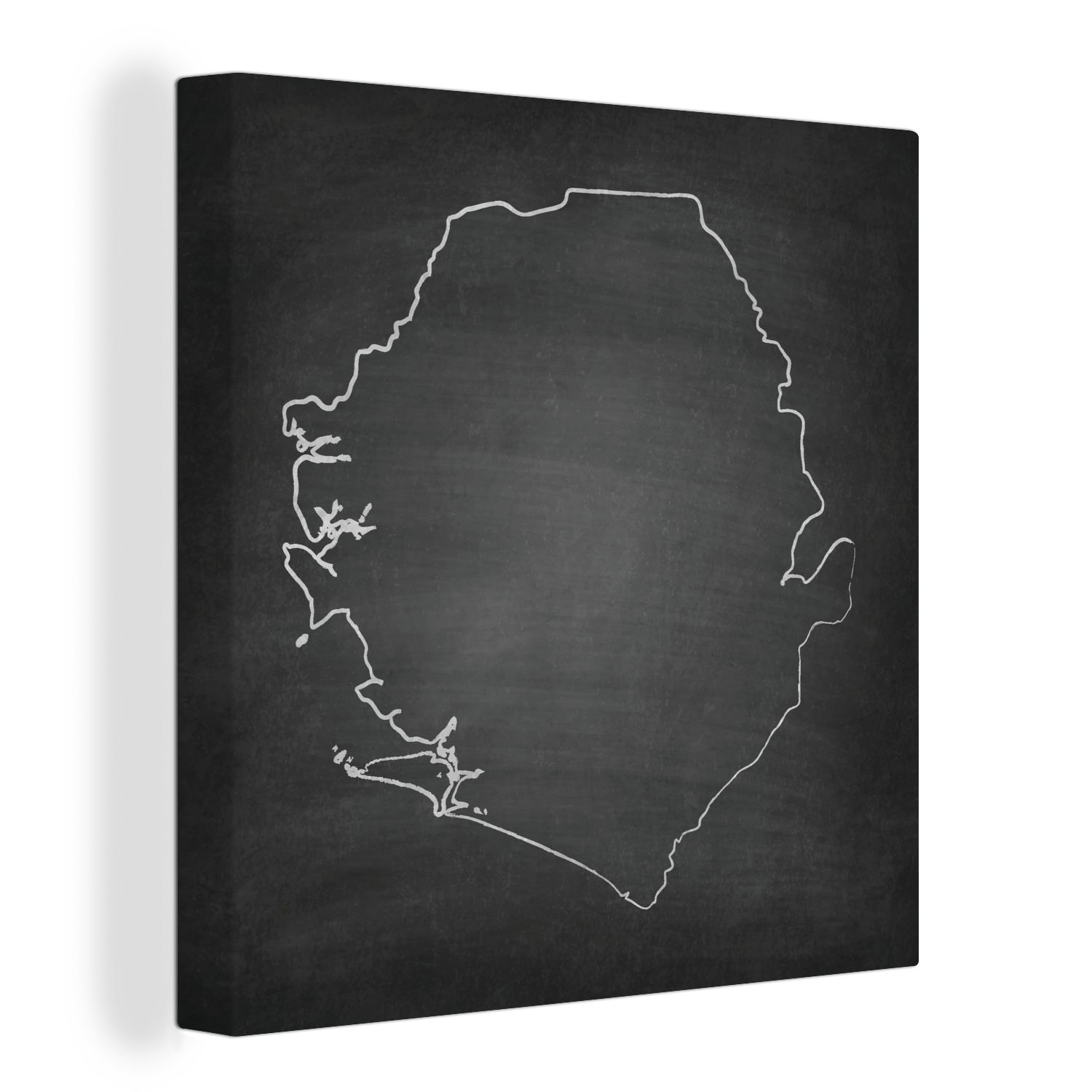 OneMillionCanvasses® Leinwandbild Schwarze und weiße Illustration von Sierra Leone auf einer Kreidetafel, (1 St), Leinwand Bilder für Wohnzimmer Schlafzimmer