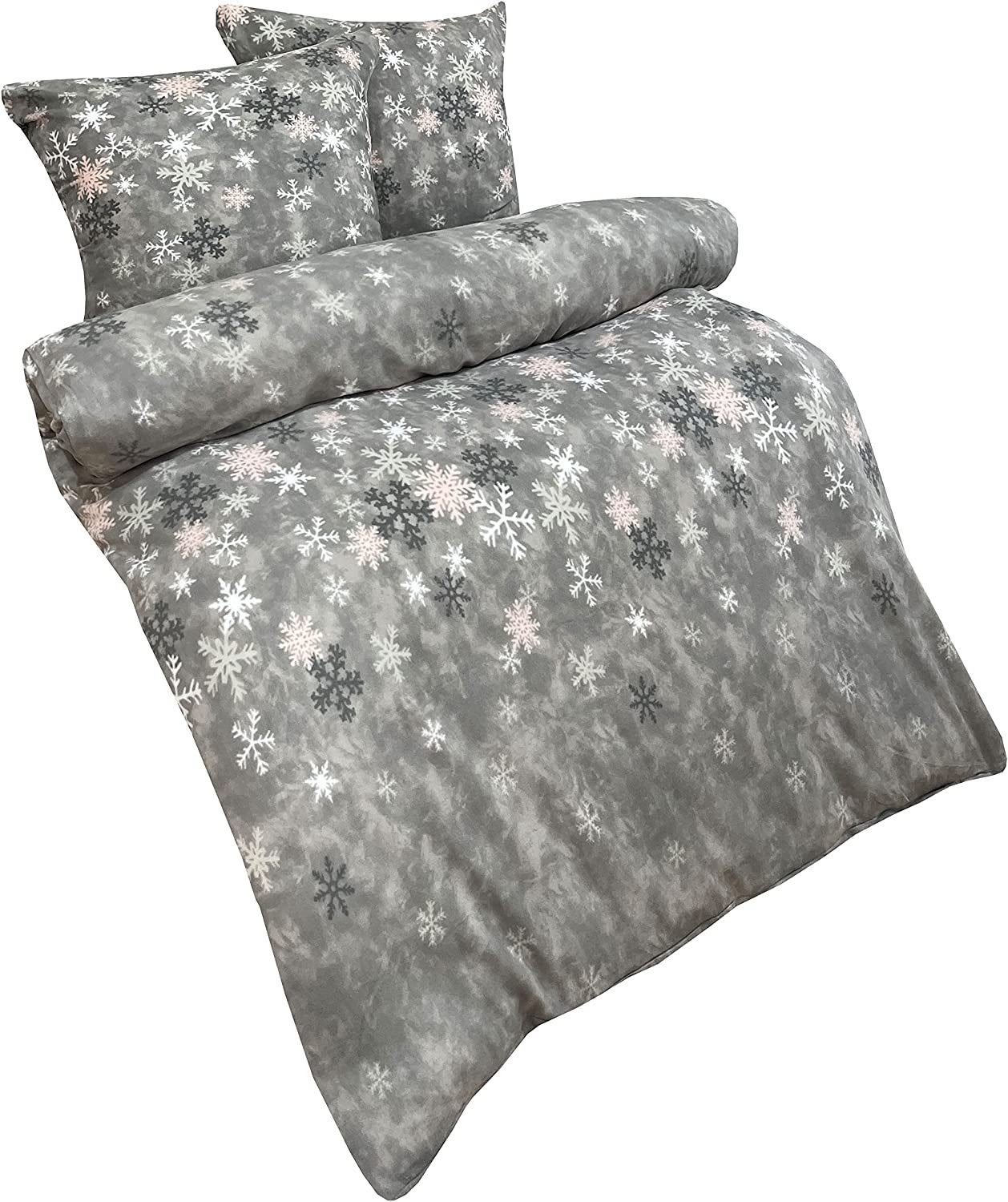 One Home Bettwäsche Winter Fleece, Fleece, 2 teilig, Schneeflocken, kuschel günstig online kaufen