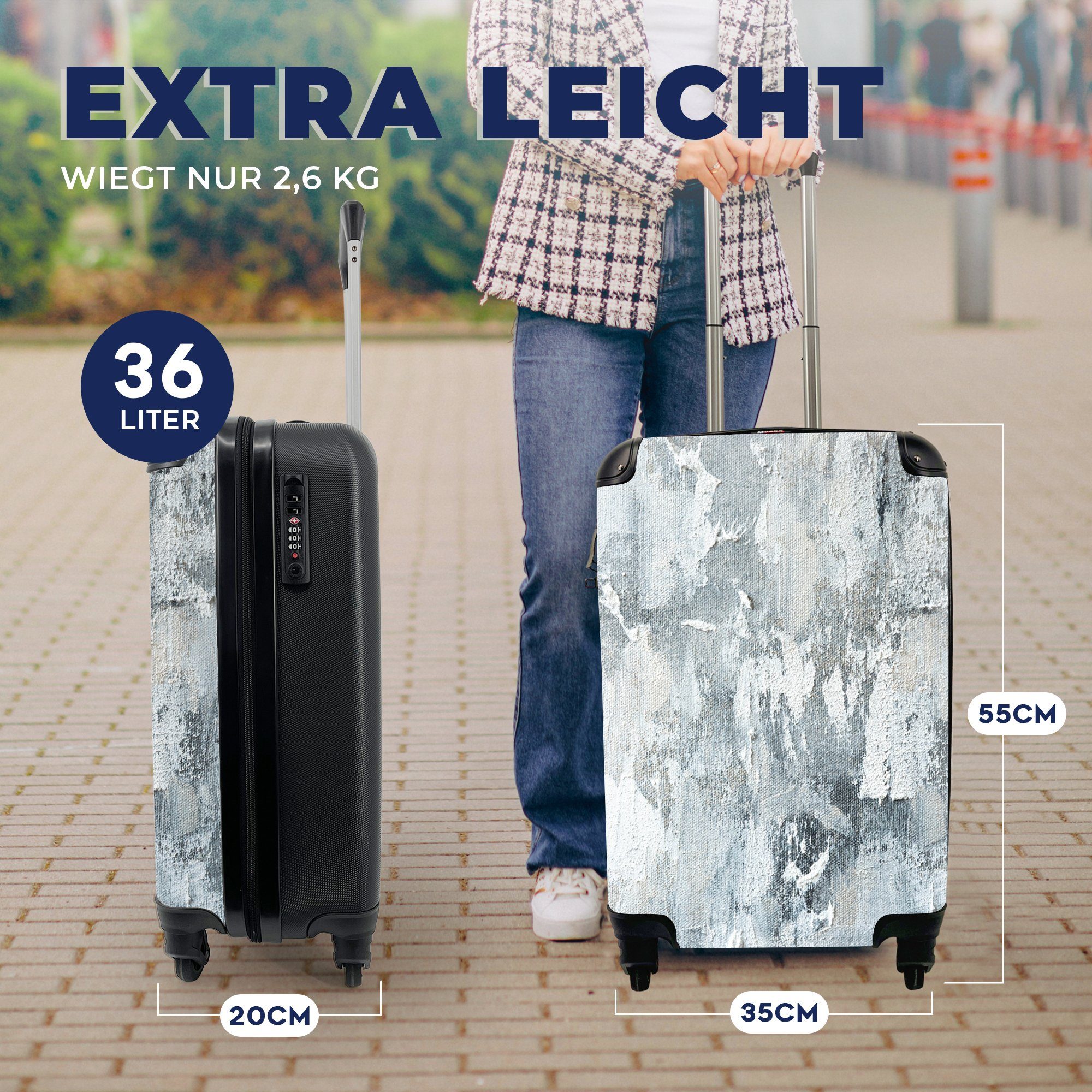 Handgepäckkoffer für Reisetasche Ferien, Handgepäck rollen, MuchoWow Industrie mit Reisekoffer Farbe - Design, 4 Trolley, - Rollen,