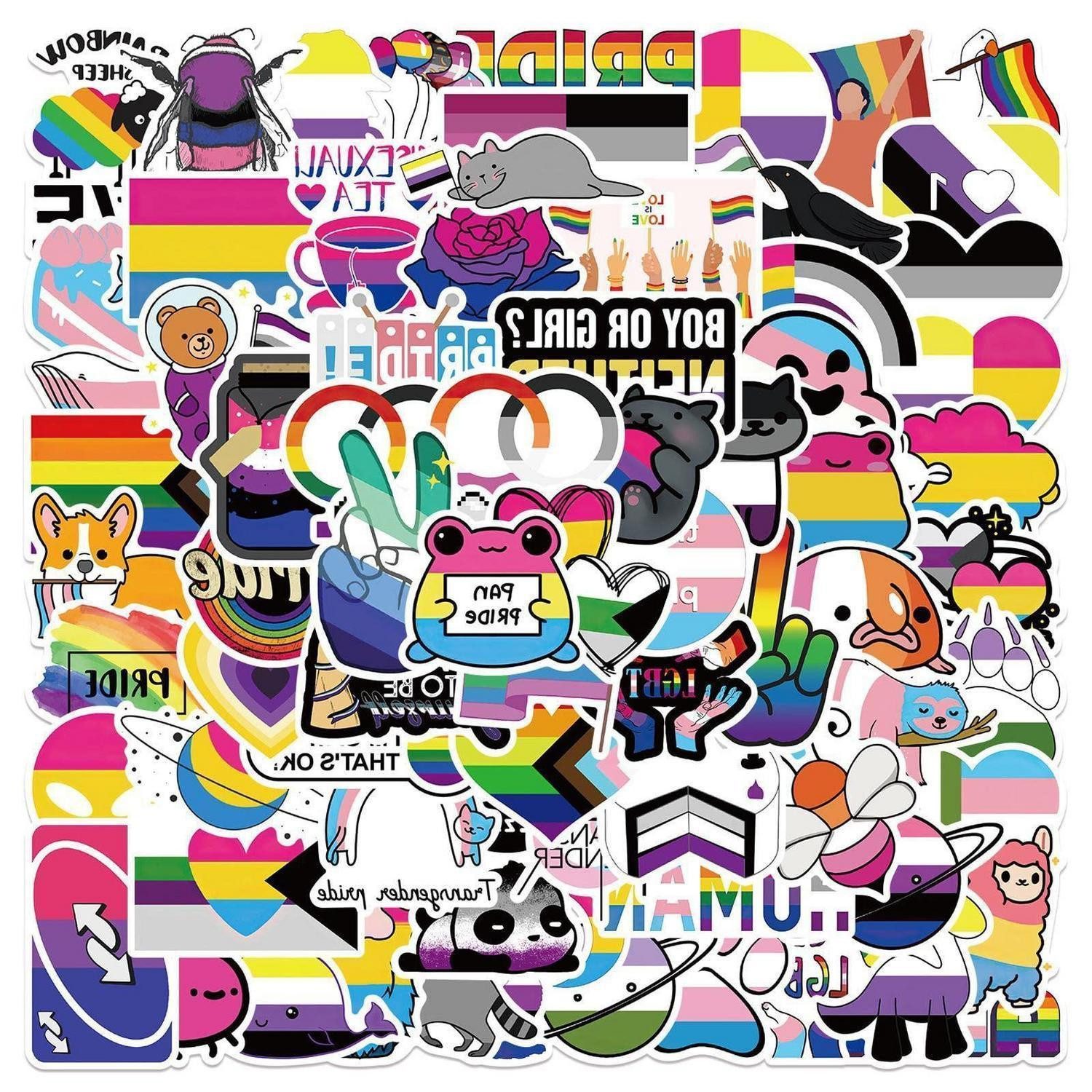 LuxusKollektion Aufkleber Aufkleber 100 Stück LGBT Rainbow Vinyl wasserdicht Laptop Gay Pride