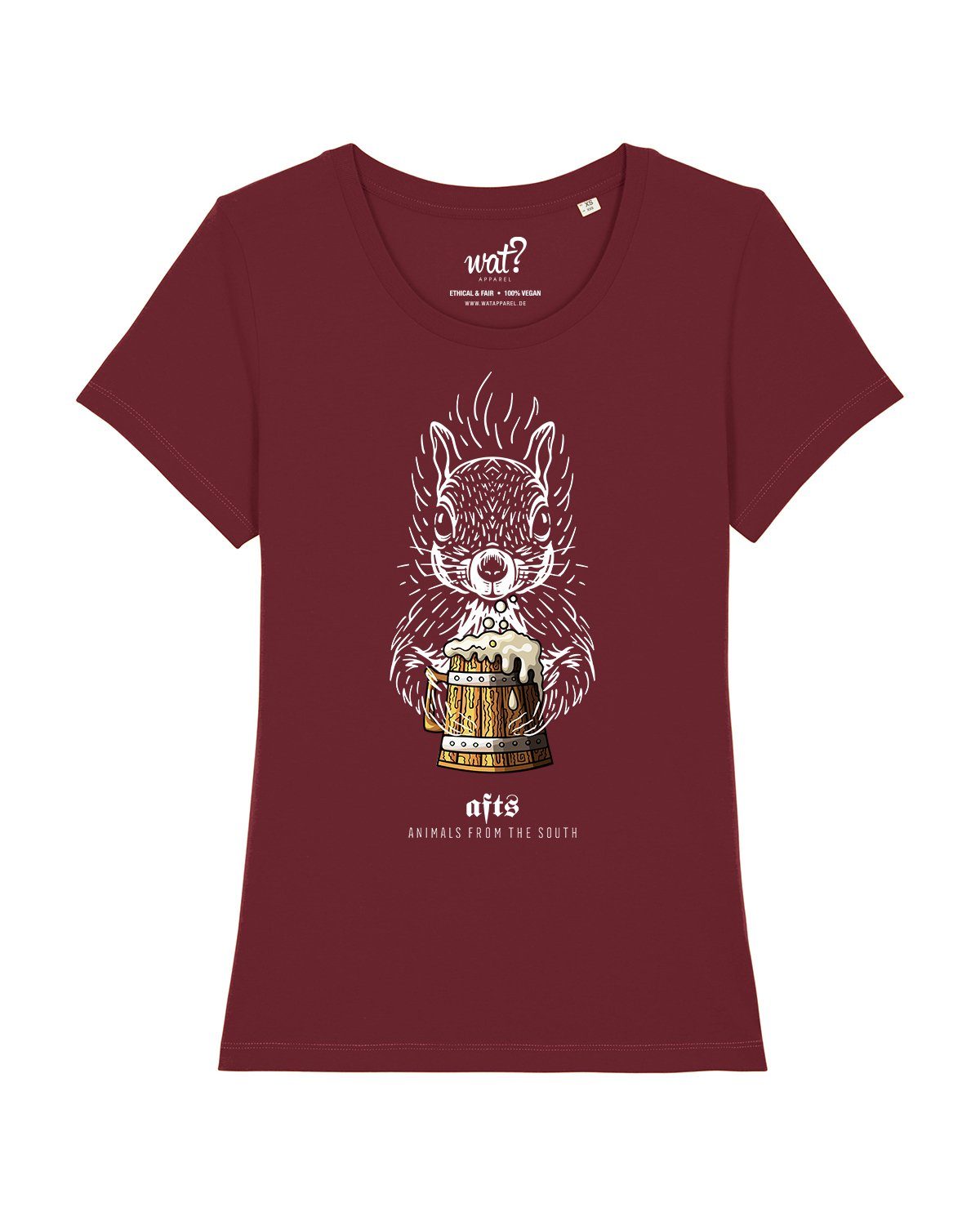 Apparel (1-tlg) [#afts] weinrot Eichhörnchen Print-Shirt wat?