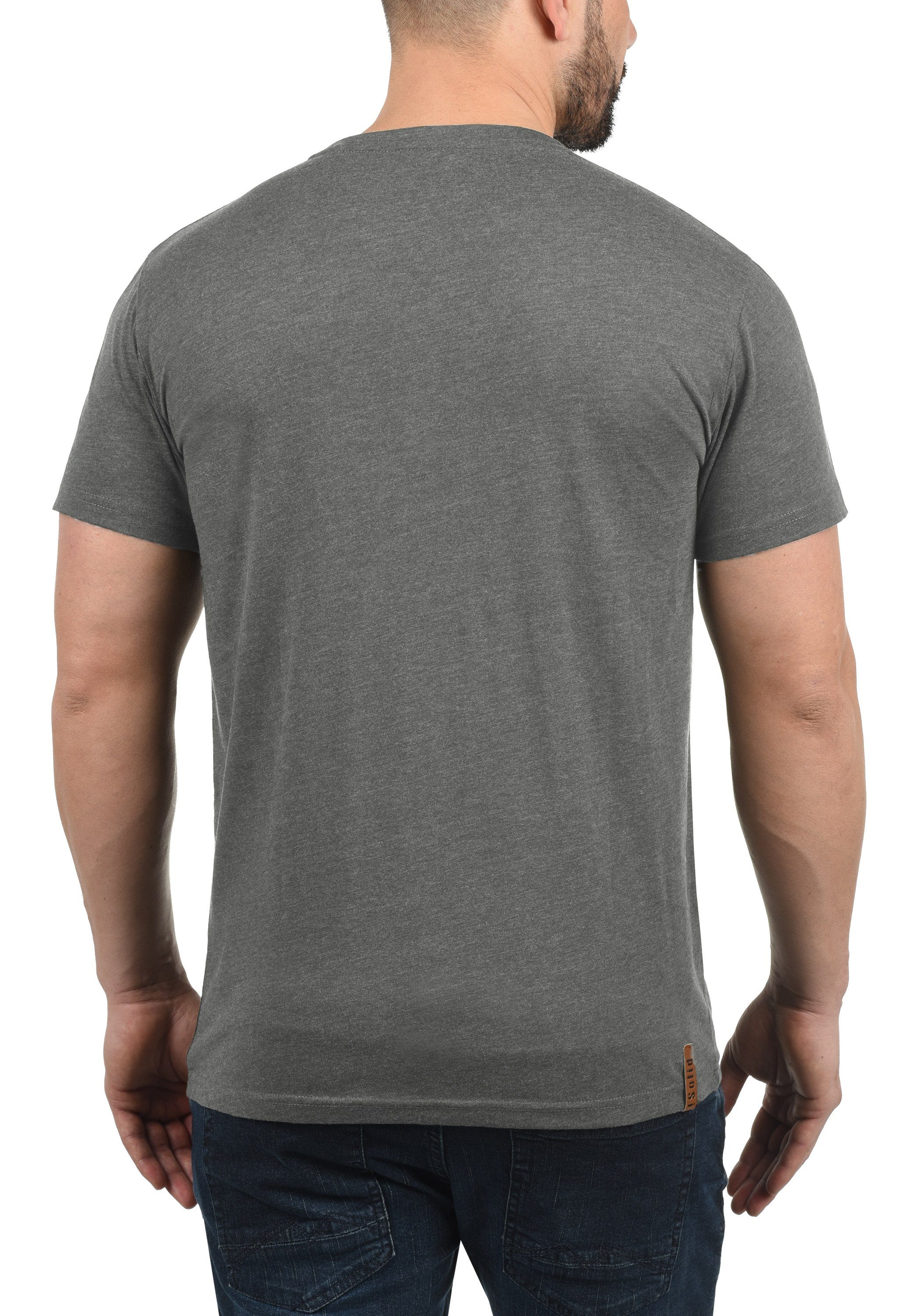 Grey Melange Knopfleiste SDVolker (8236) !Solid mit Rundhalsshirt Kurzarmshirt