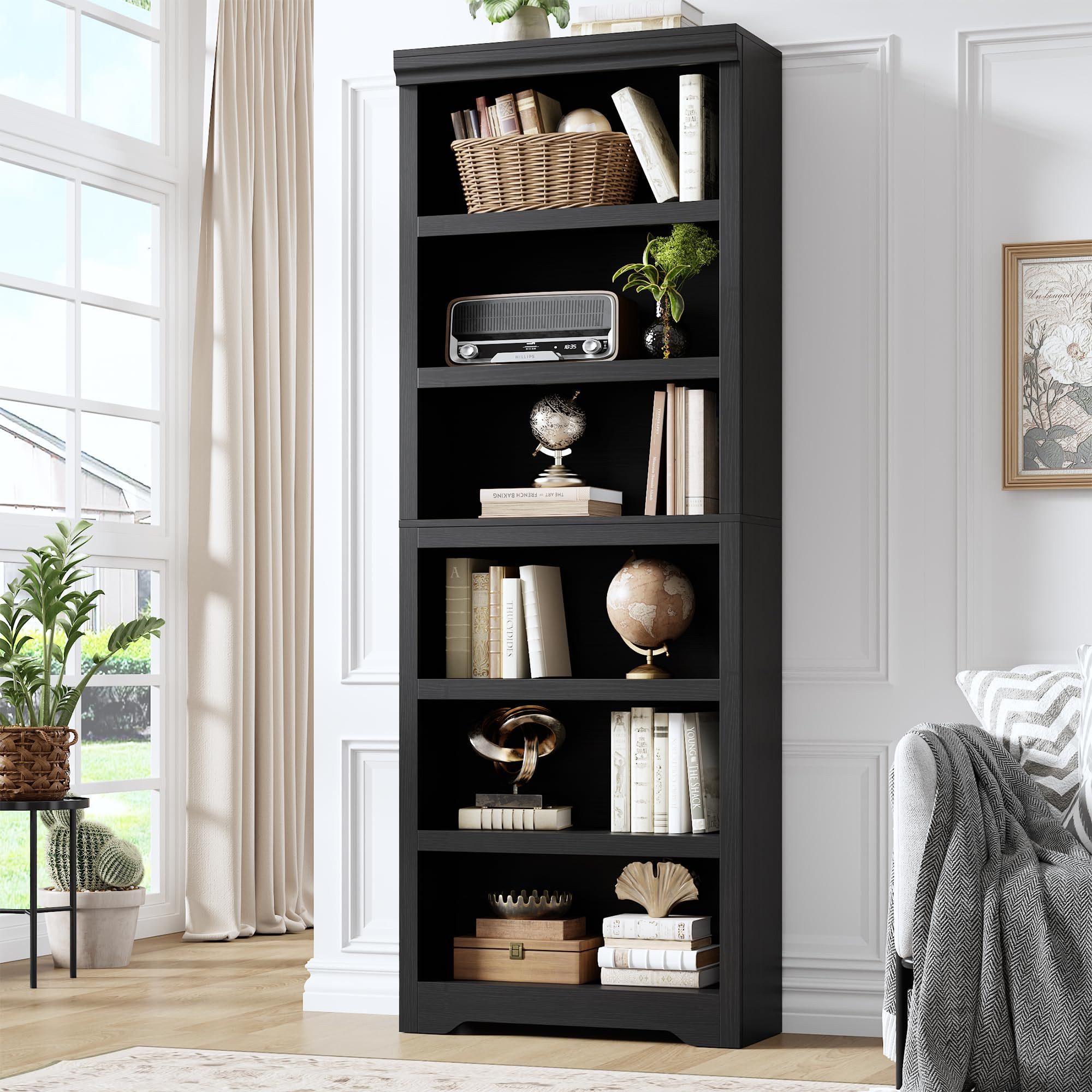 Bücherregal 186cm Bücherregal 6 Etagen offenes Bücherregal verstellbar
