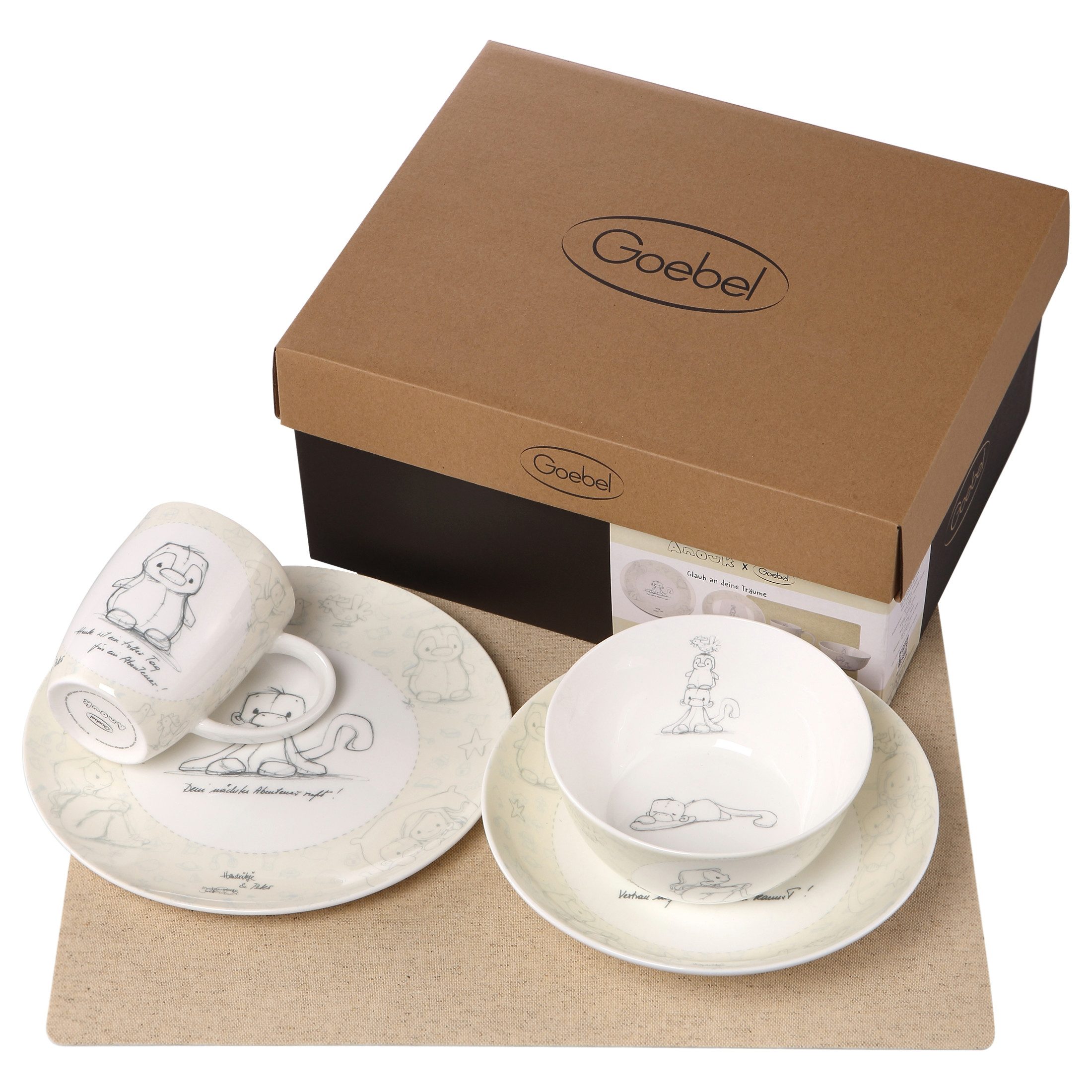 Goebel Geschirr-Set, Porzellan, Spülmaschinengeeignet, Mehrfarbig, Motiv: Anouk