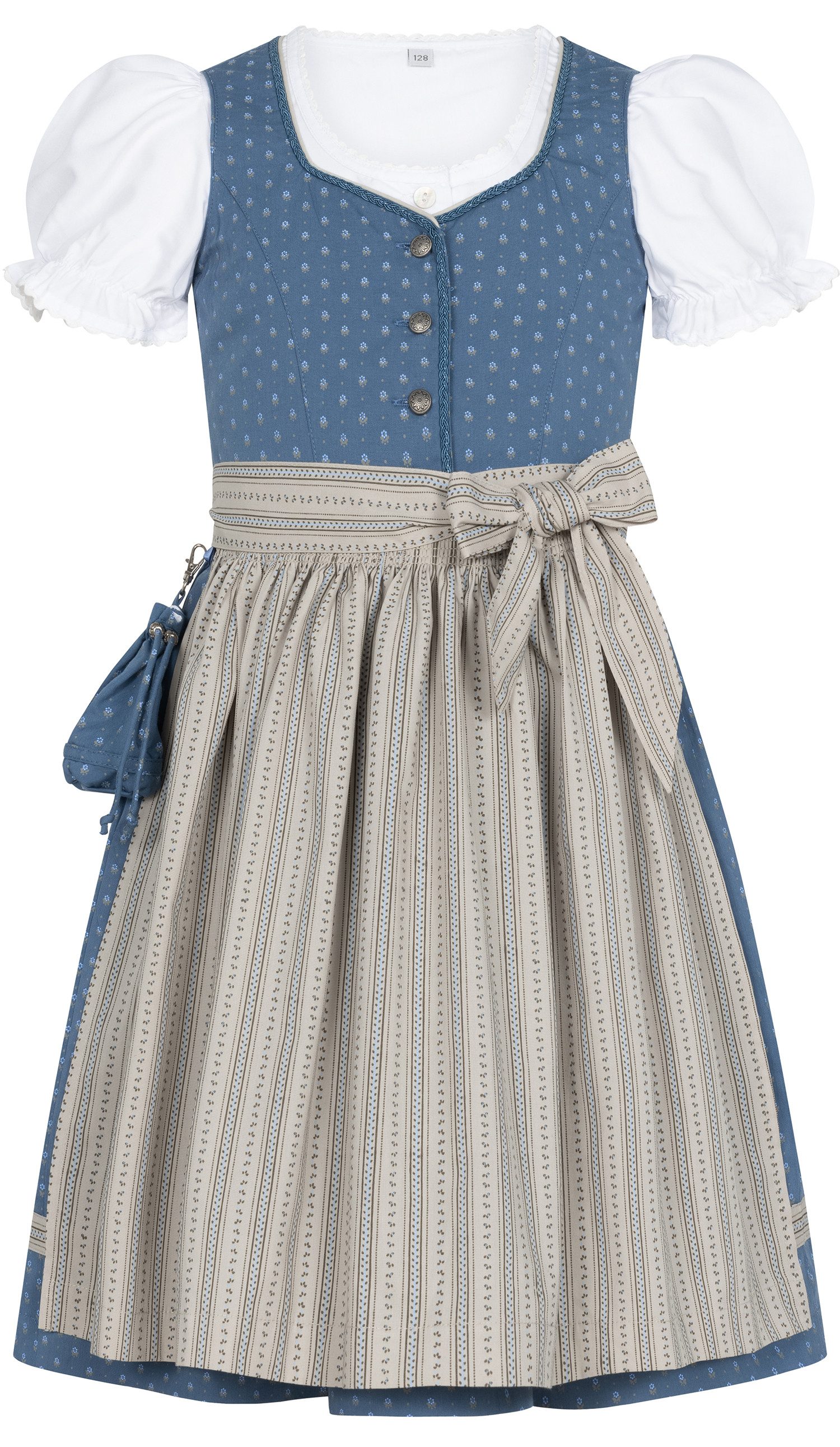 Nübler Dirndl Kinderdirndl Felicitas in Rauchblau von Nübler