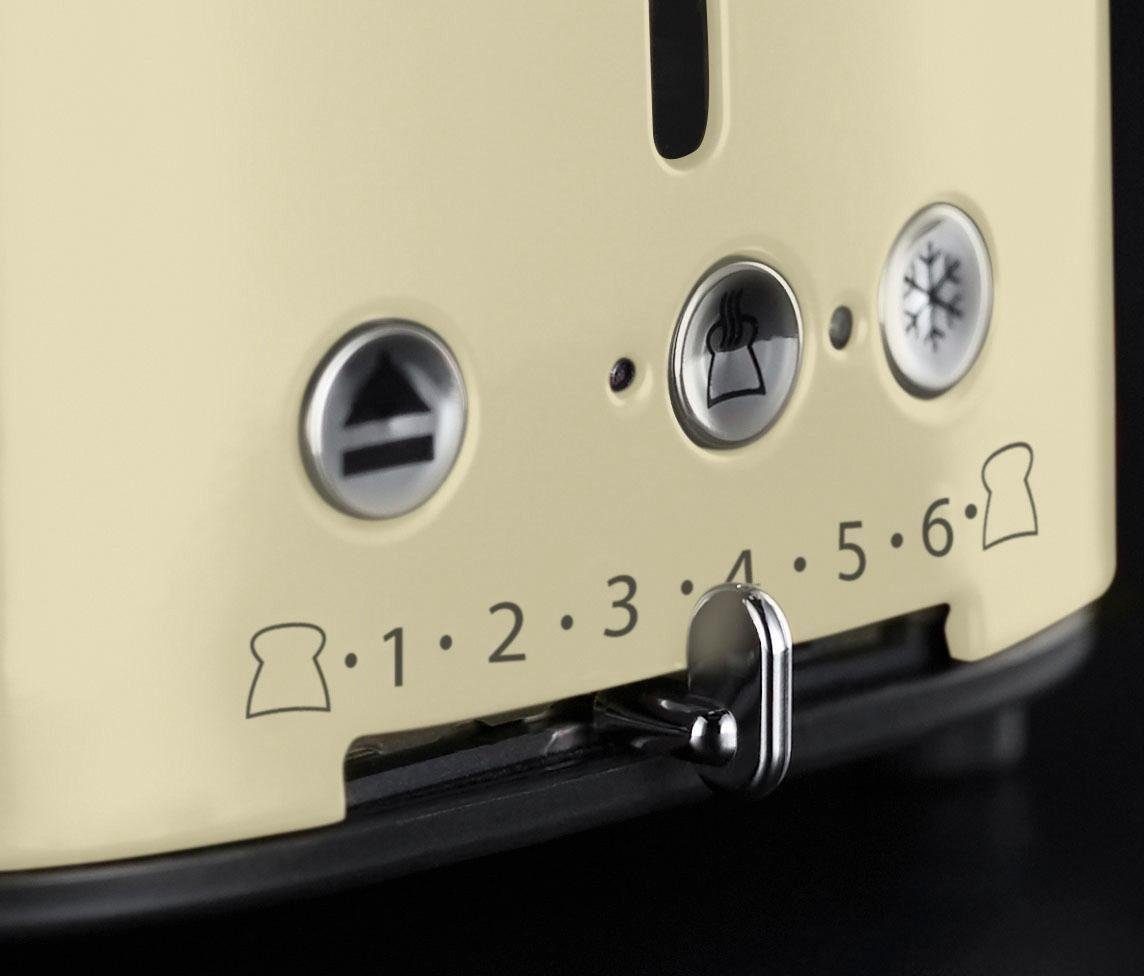 RUSSELL HOBBS Toaster Retro Vintage Cream 21682-56 Auftaufunktion 1300W 6 Stufen, 1300 W