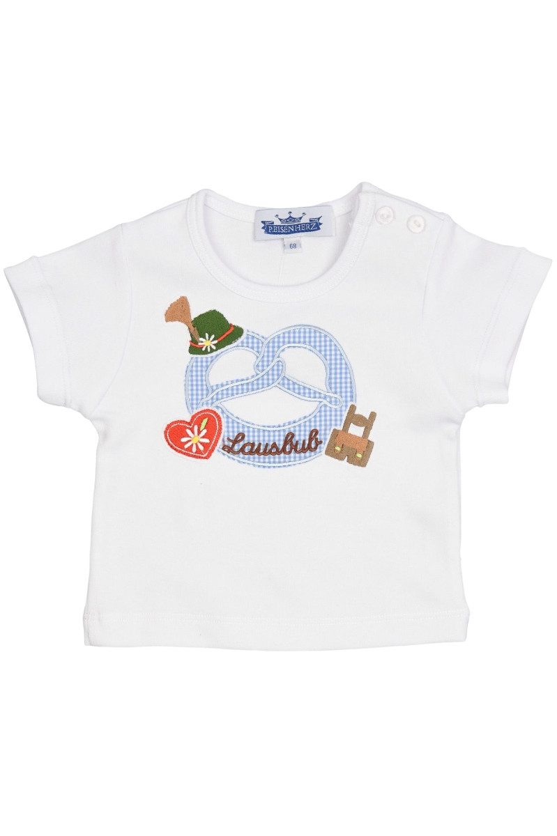 Trachtenkleid Baby T-Shirt - BREZL/LAUSBUB - weiß/hellblau