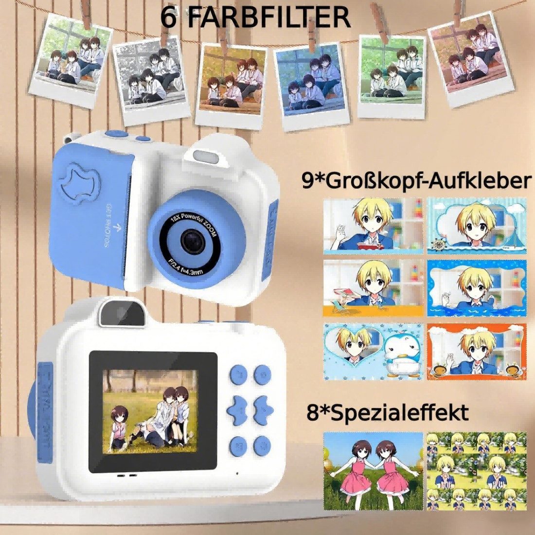 ibettertec Kinderkamera, 1080P 2,4-Zoll-Spielzeug-Kamera, Kinder-Kameras Ki günstig online kaufen