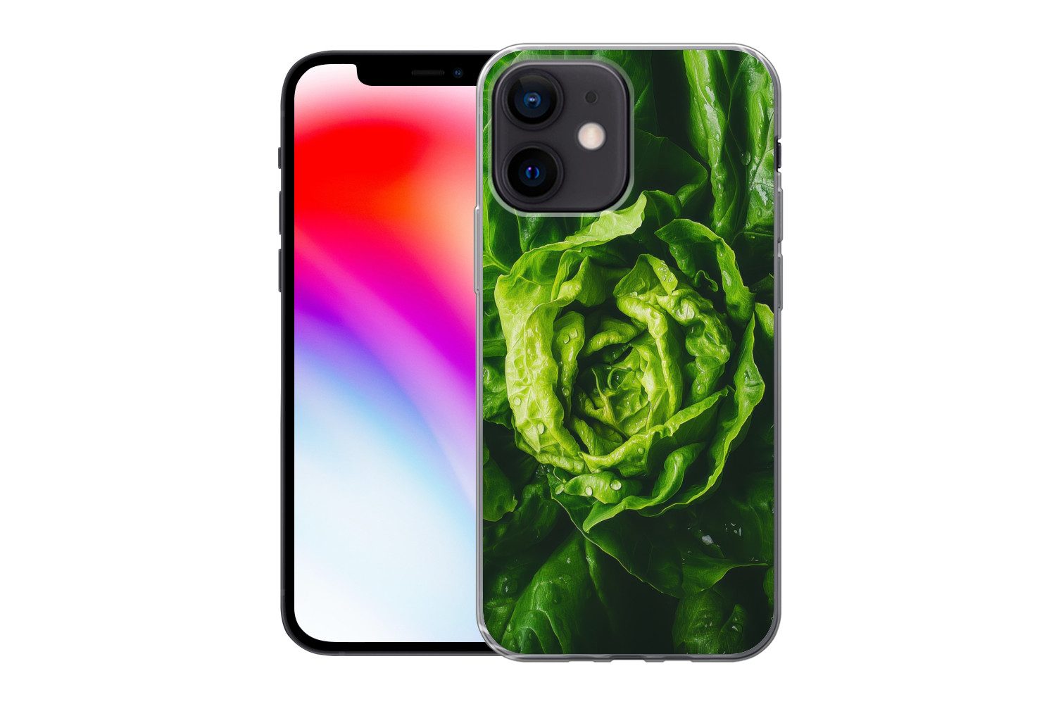 MuchoWow Handyhülle für Apple iPhone 12 Mini Gemüse - Kopfsalat - Grün, Smartphone-Bumper, Print, Handy Schutzhülle Dünn