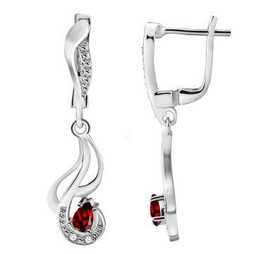 Limana Paar Ohrhänger echter Granat Edelstein rot Silber 925 hängende Ohrringe Damen (inkl. Herz Geschenkdose und Tasche), Geschenk Idee für Frauen Damen Echtschmuck