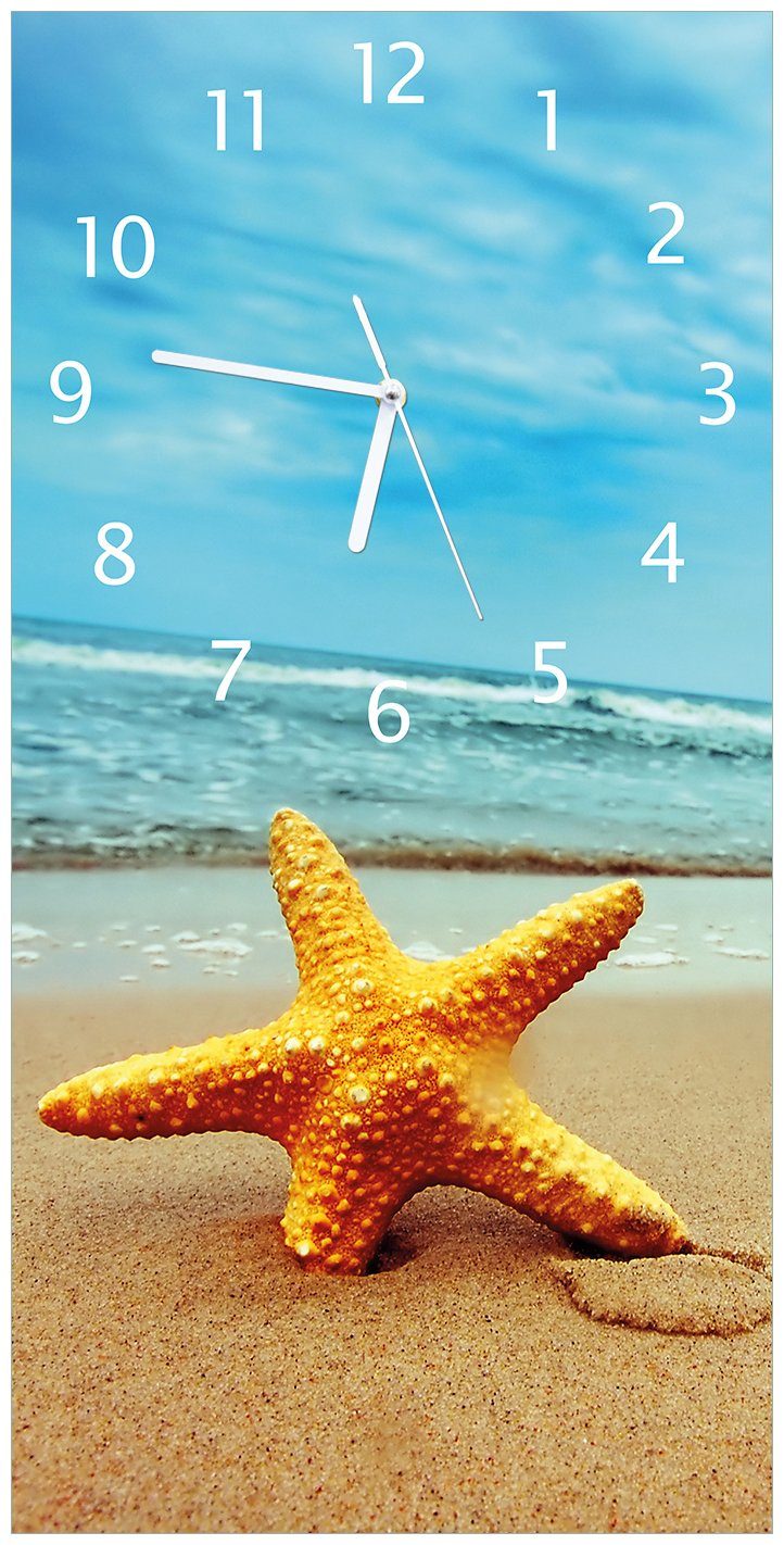 Wallario Wanduhr Seestern am Strand am Meer (Uhr aus Acryl) | Wanduhren