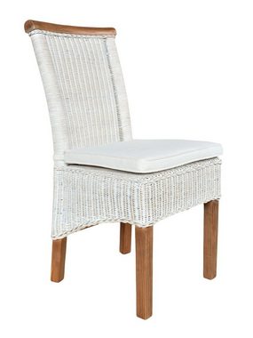 soma Sessel Soma Esszimmer-Stühle Set Rattanstühle Perth 6 Stück weiß, Sitzkissen, Stuhl Sessel Sitzplatz Sitzmöbel