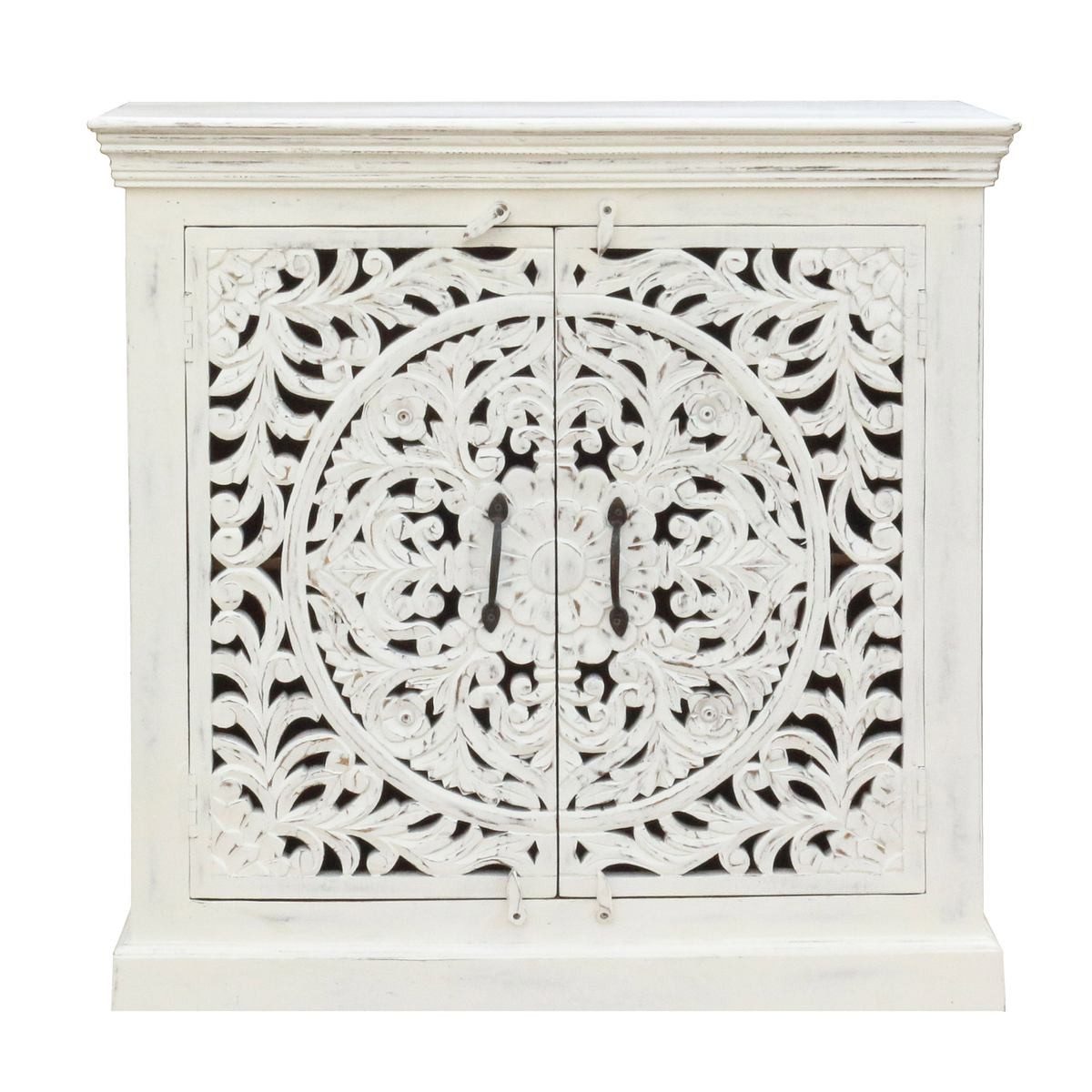 Oriental Galerie Unterschrank Weiß Whitewash Sideboard Benisha Indien 90 cm