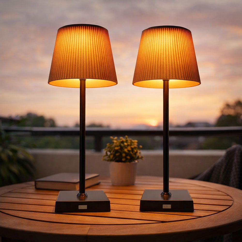 GLOBO LIGHTING LED Außen-Tischleuchte, LED-Leuchtmittel fest verbaut, Warmweiß, Neutralweiß, Farbwechsel, Tischlampe Tischleuchte Außen LED Touchdimmer Garten Akku 2er Set