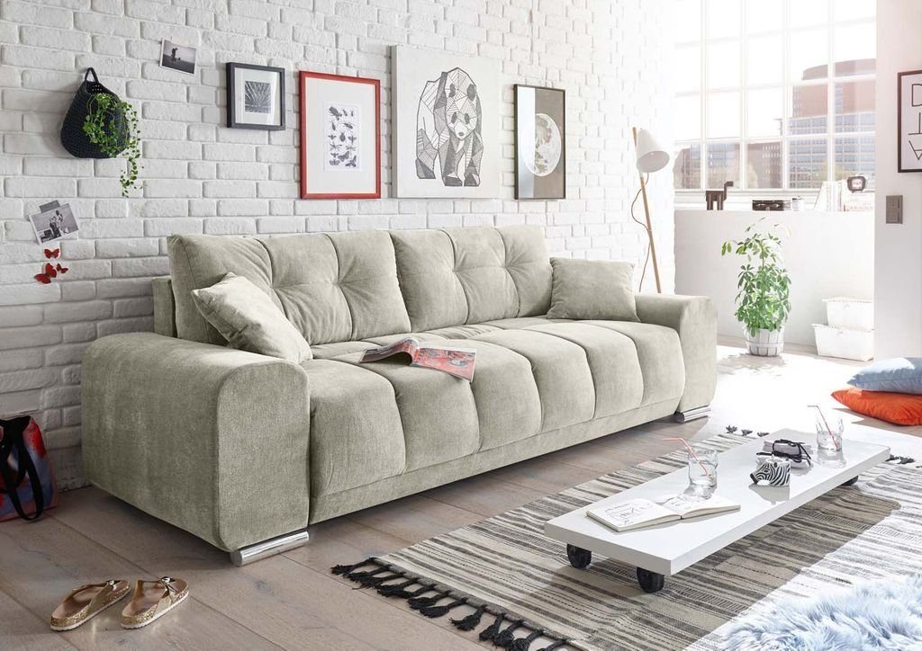 DESIGN 260x90 EXCITING Paco Schlafsofa ED Silber Schlafcouch Sofa cm Couch Schlafsofa,