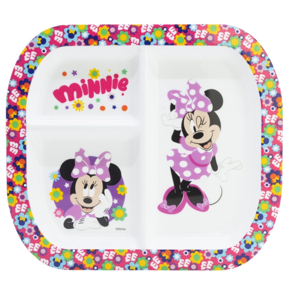 Storline Frühstücksteller Disney Minnie Mouse rechteckig mit 3 Fächern, Mikrowellengeeignet