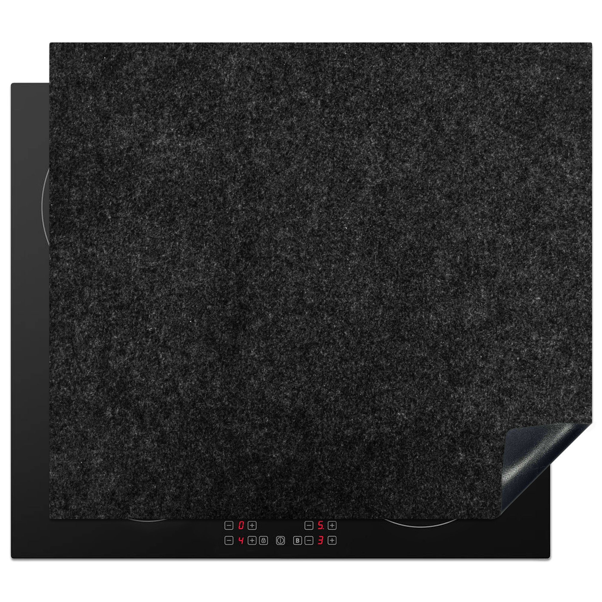 Granit - tlg), 60x52 (1 Ceranfeldabdeckung Dunkel, nutzbar, Herdblende-/Abdeckplatte MuchoWow - Granitstruktur Arbeitsfläche Mobile Schwarz Vinyl, - cm,