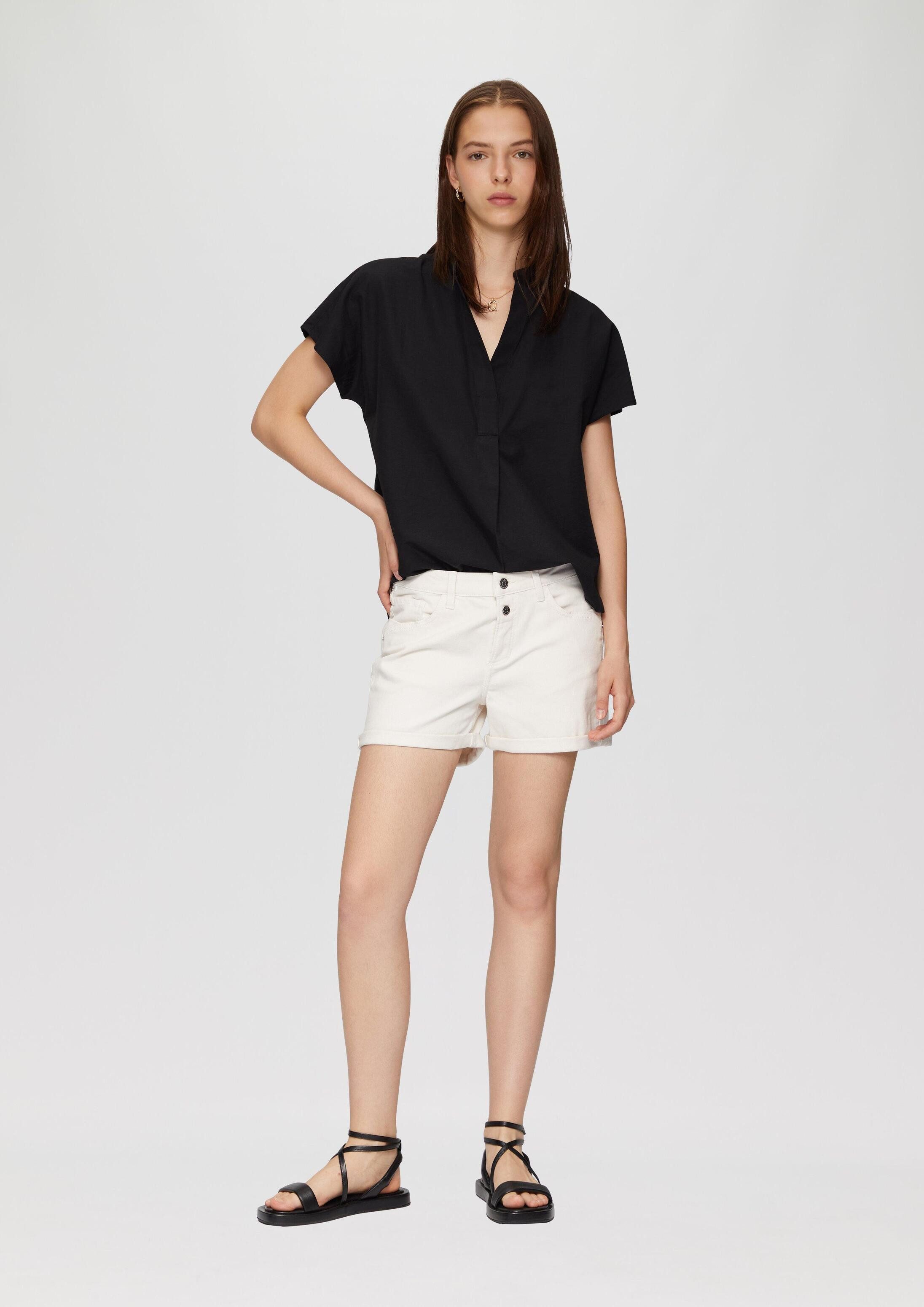 QS Kurzarmbluse Bluse Blusenshirt aus Popeline