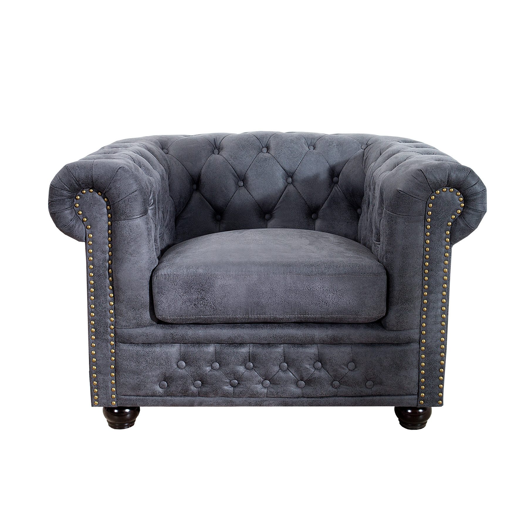 riess-ambiente Chesterfield-Sessel CHESTERFIELD 105cm antik grau (Einzelart günstig online kaufen