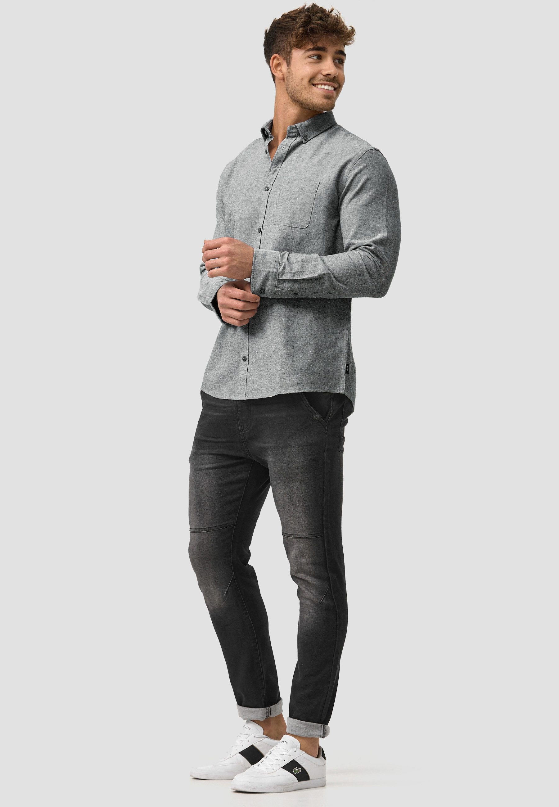 Indicode Langarmhemd Herren Kepner Herrenhemd Langarm mit Button-Down-Kragen und Brusttasche