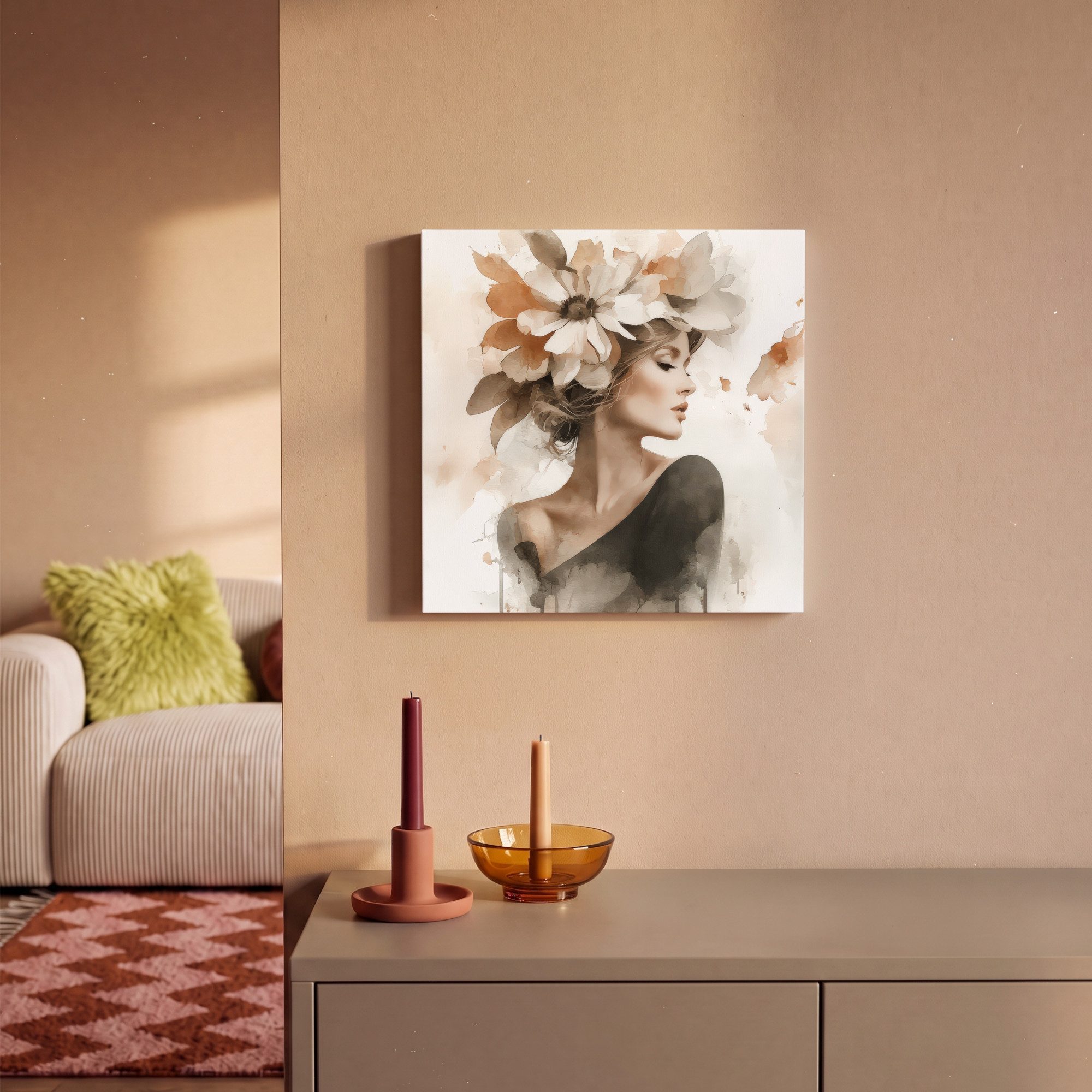 OneMillionCanvasses® Leinwandbild Blüte - Porträt - Gesicht, Fotodruck (1 St), Wandbild, Deko Schlafzimmer Wohnzimmer Flur 20x20 cm – Bild 2 von 5