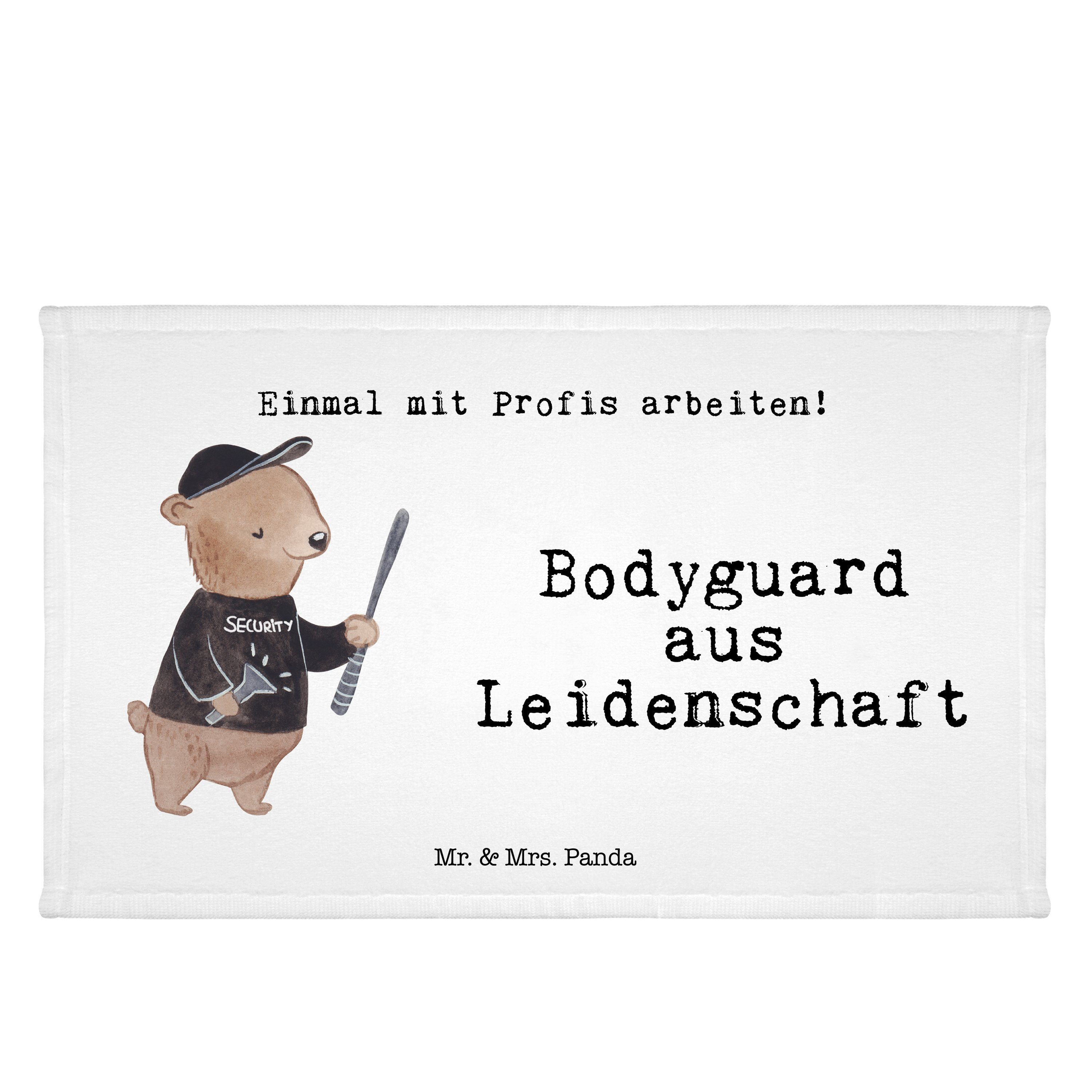 Mr. & Mrs. Panda Handtuch Bodyguard aus Leidenschaft - Weiß - Geschenk, Frottier, Jubiläum, Ber, (1-St)