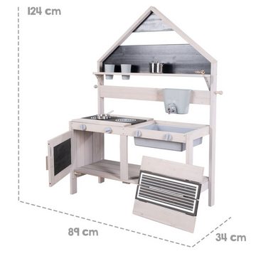 roba® Outdoor-Spielküche Matschküche in Hausoptik, aus FSC zertifiziertem Holz