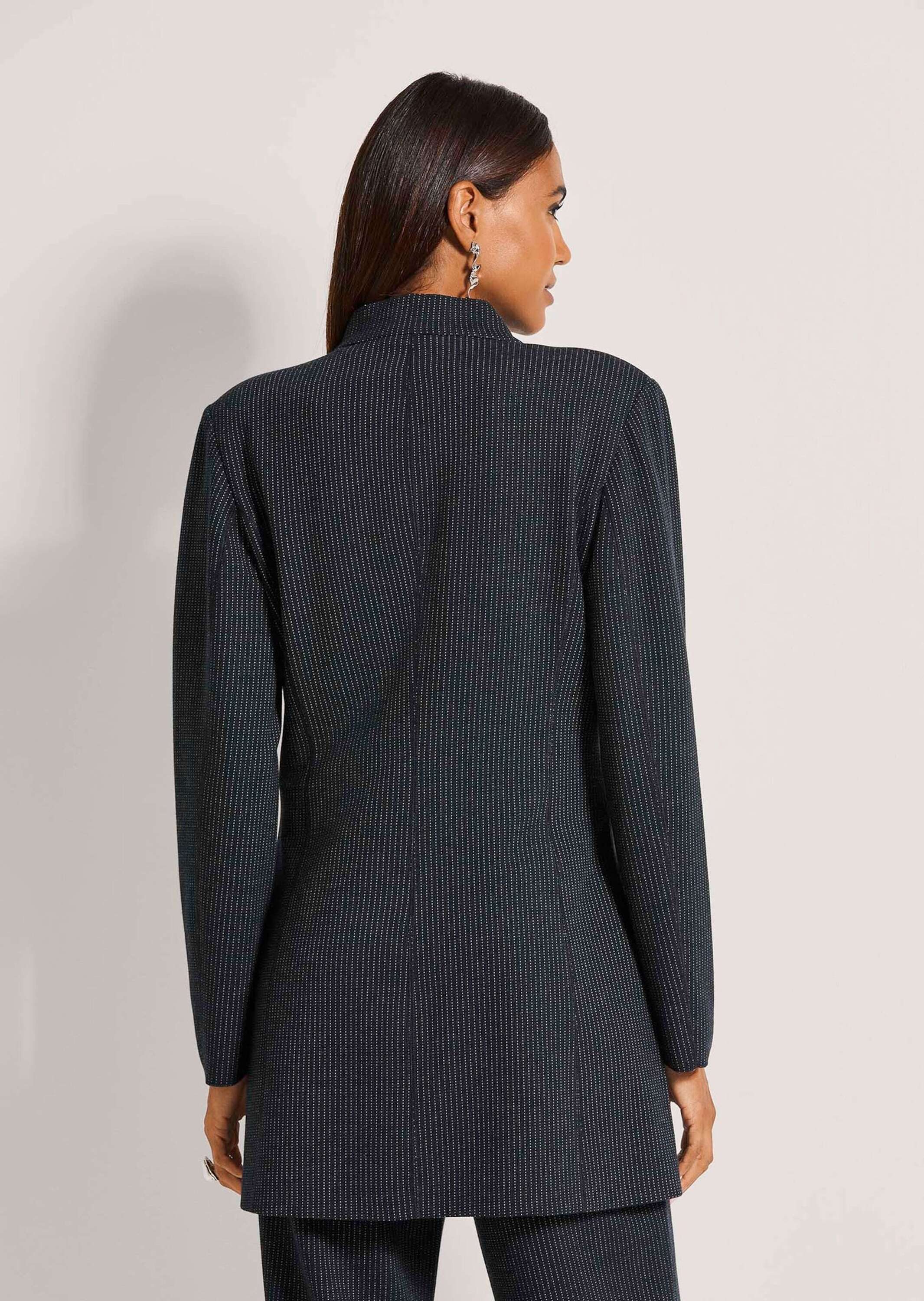 MADELEINE Longblazer Eleganter Einreiher mit Nadelstreifen Stilvoller Jerseyblazer mit Stehkragen, Taschen und Langarm