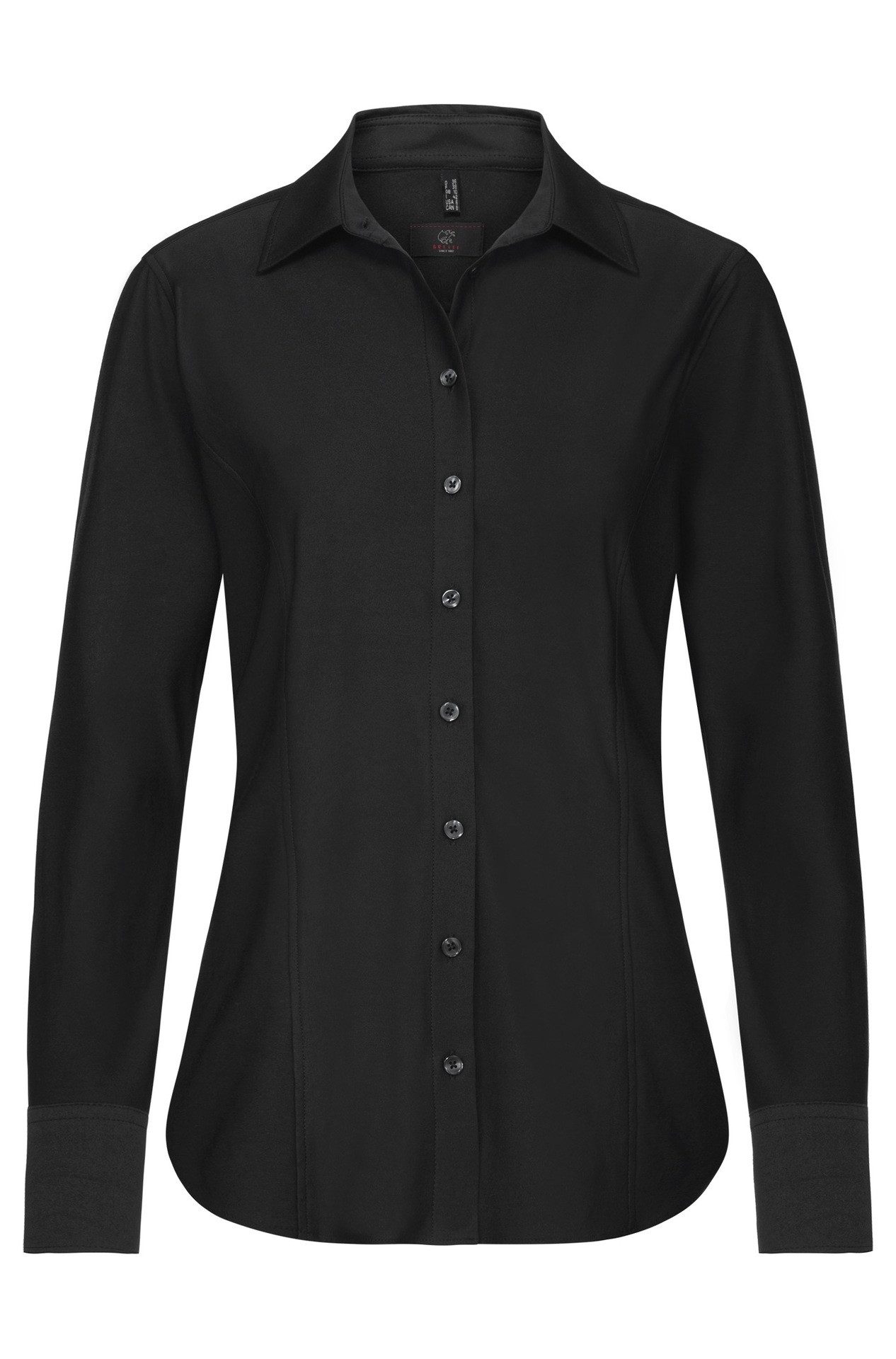 Hemdbluse Greiff CASUAL Damen Jerrseybluse Langarm Kent Regular-Fit Schwarz 36